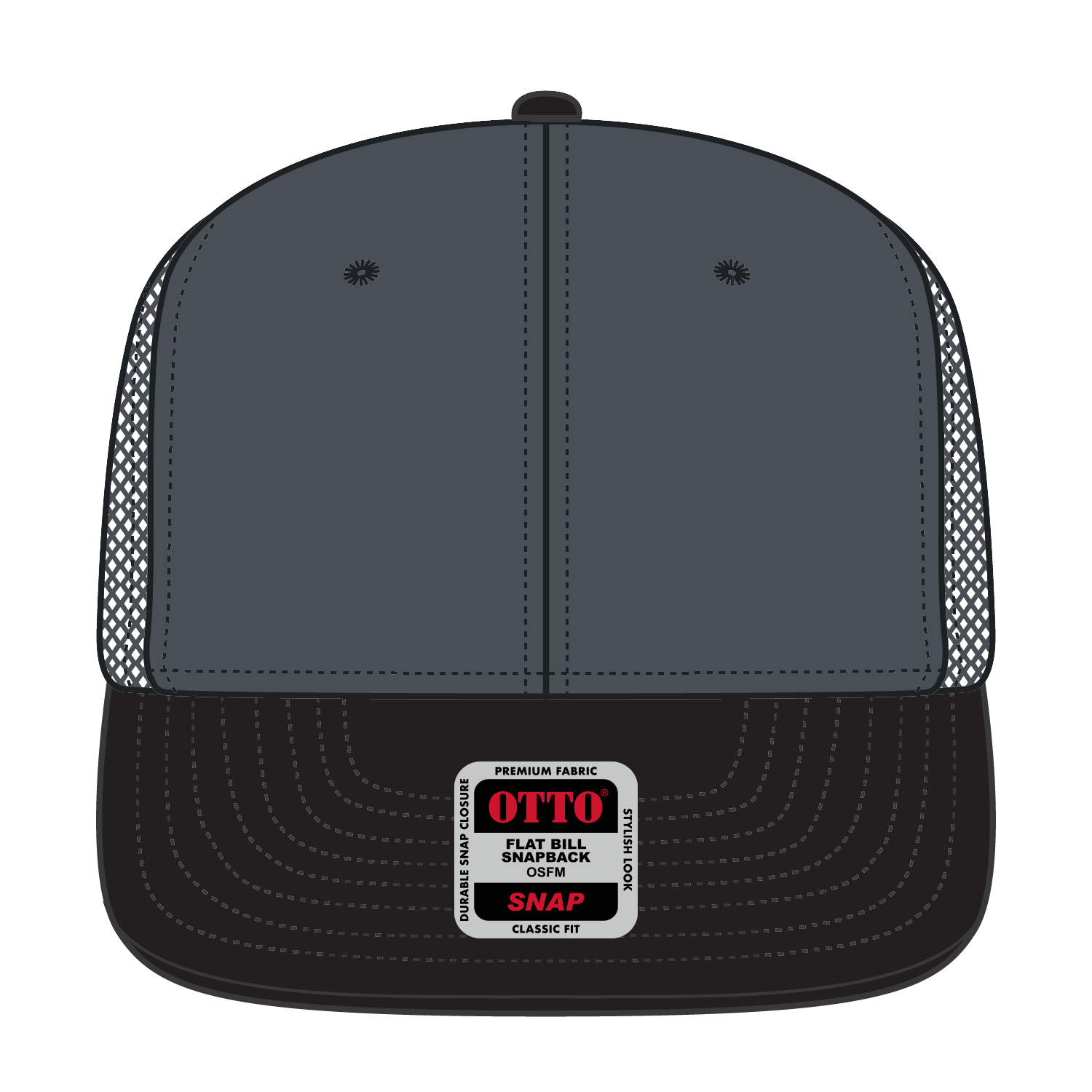OTTO CAP® OTTO SNAP 6 Panel Pro Style Mesh Back Trucker Snapback Hat 34