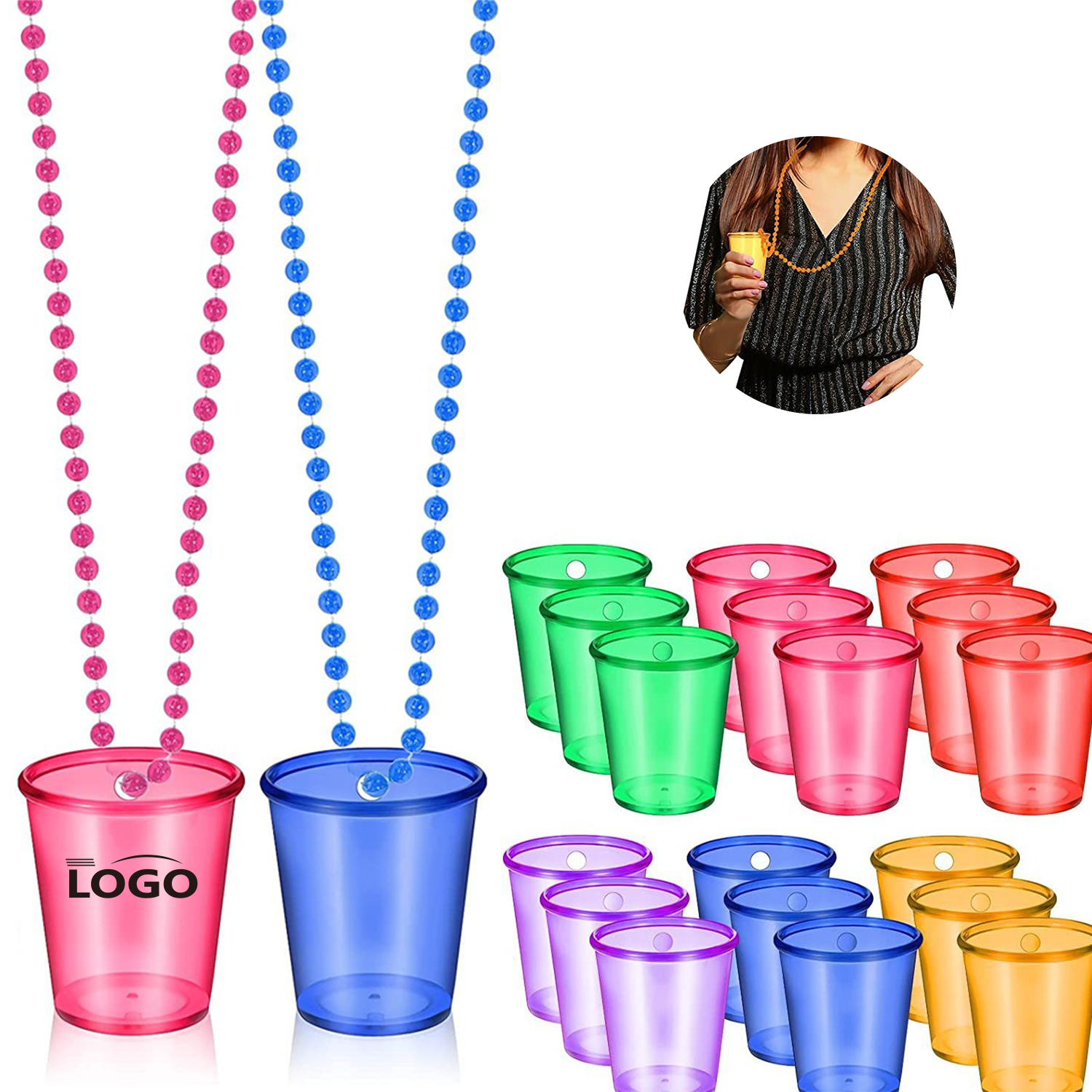 Beaded Necklace Shot Glasses in Vibrant Colors 2
