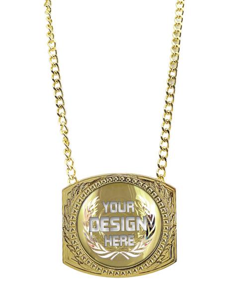 Medallion Holder: 6" x 5" Metal Champ Chain w/ Cus 2