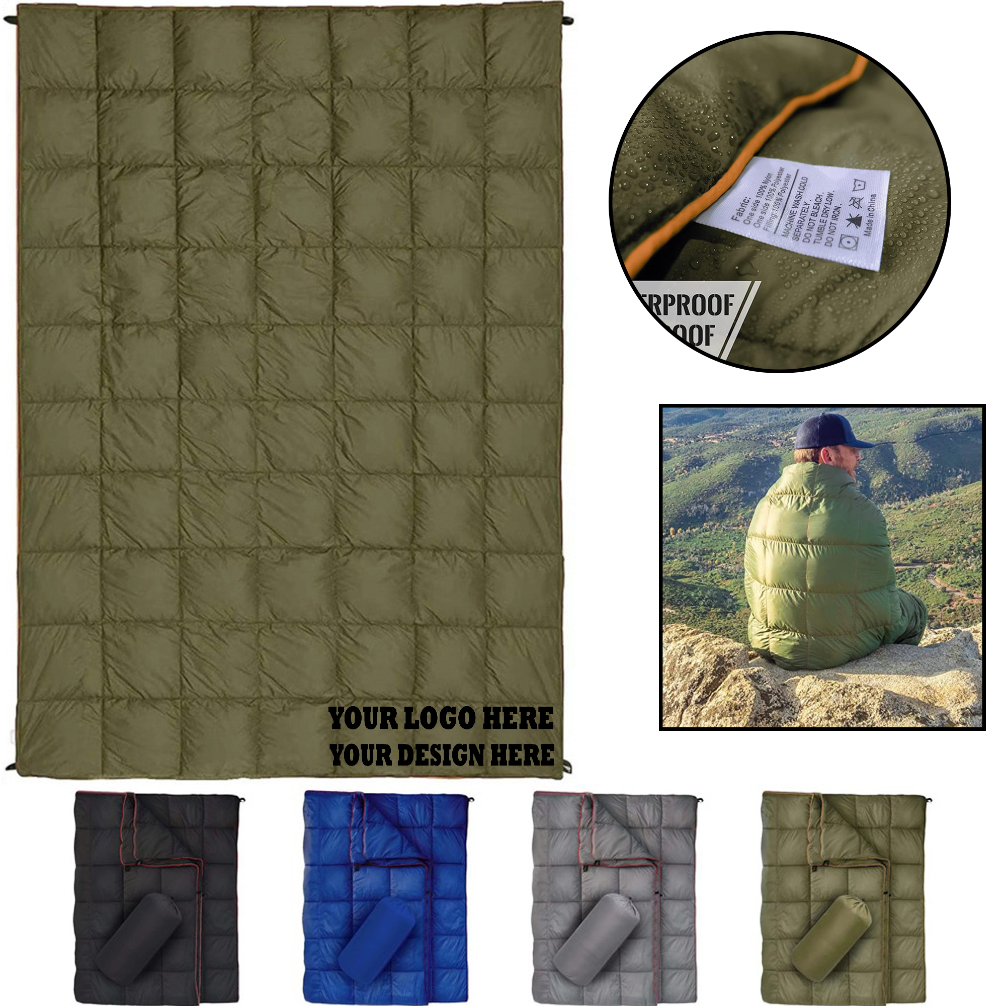 Striped Waterproof Convenient Travel Blanket 2