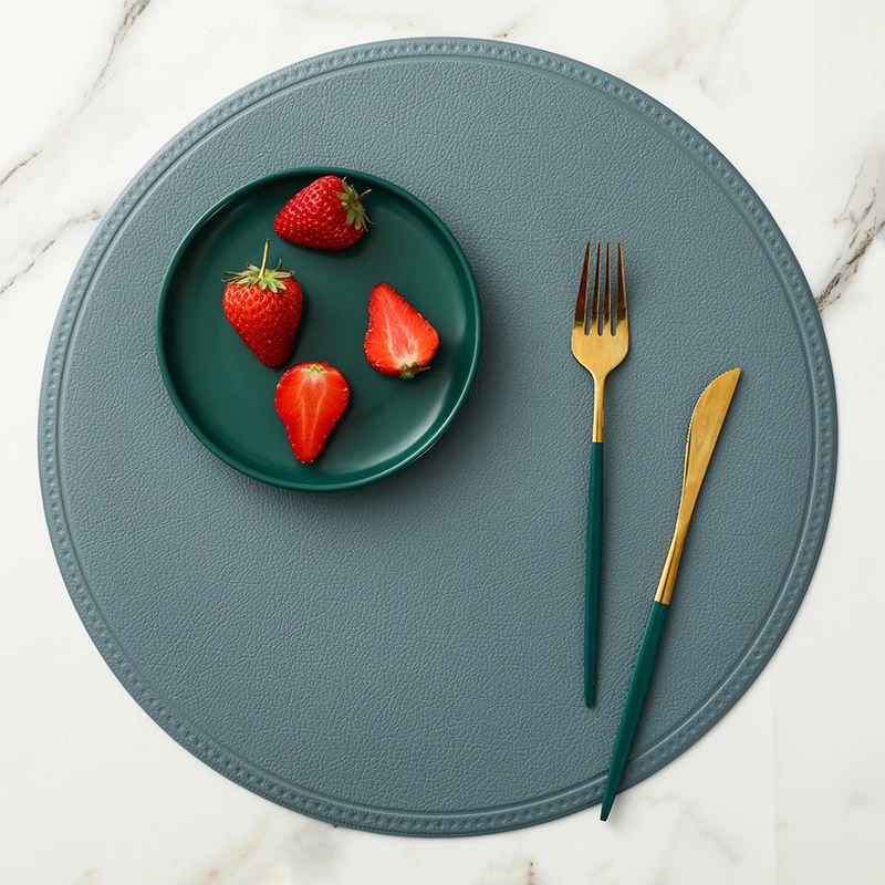 Custom Round PU Leather Table Placemat & Dining Meal Pad 4