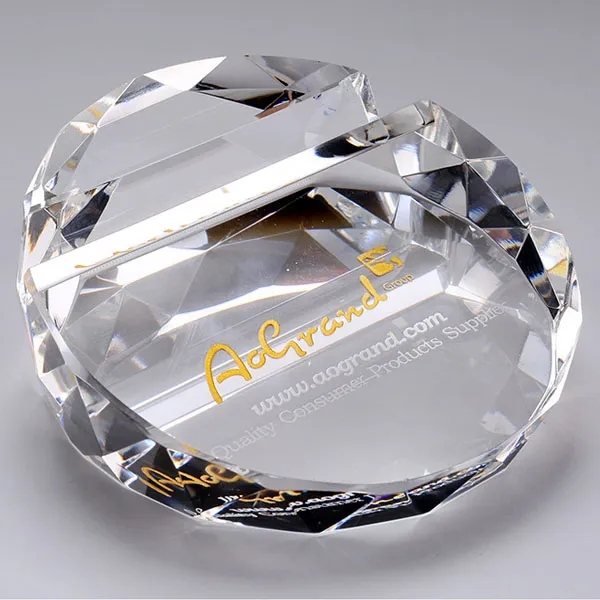 Round Crystal Business Card Holder Paperweight 6