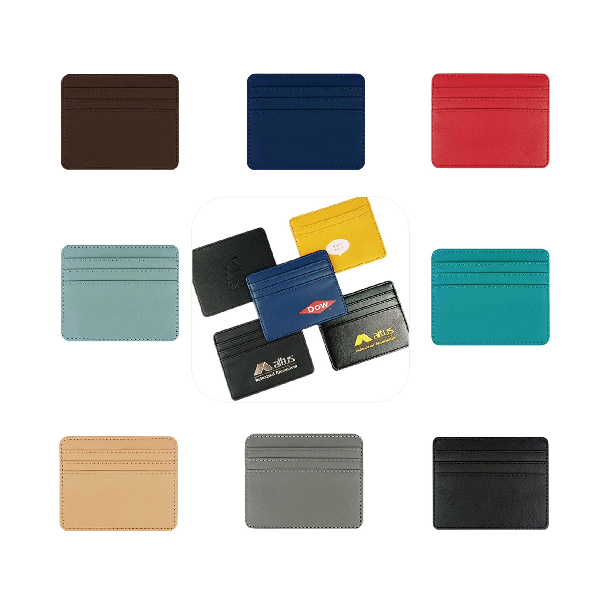 Debossed PU Leather Credit Card Holder Wallet, custom luggage tag with logo imprint 11