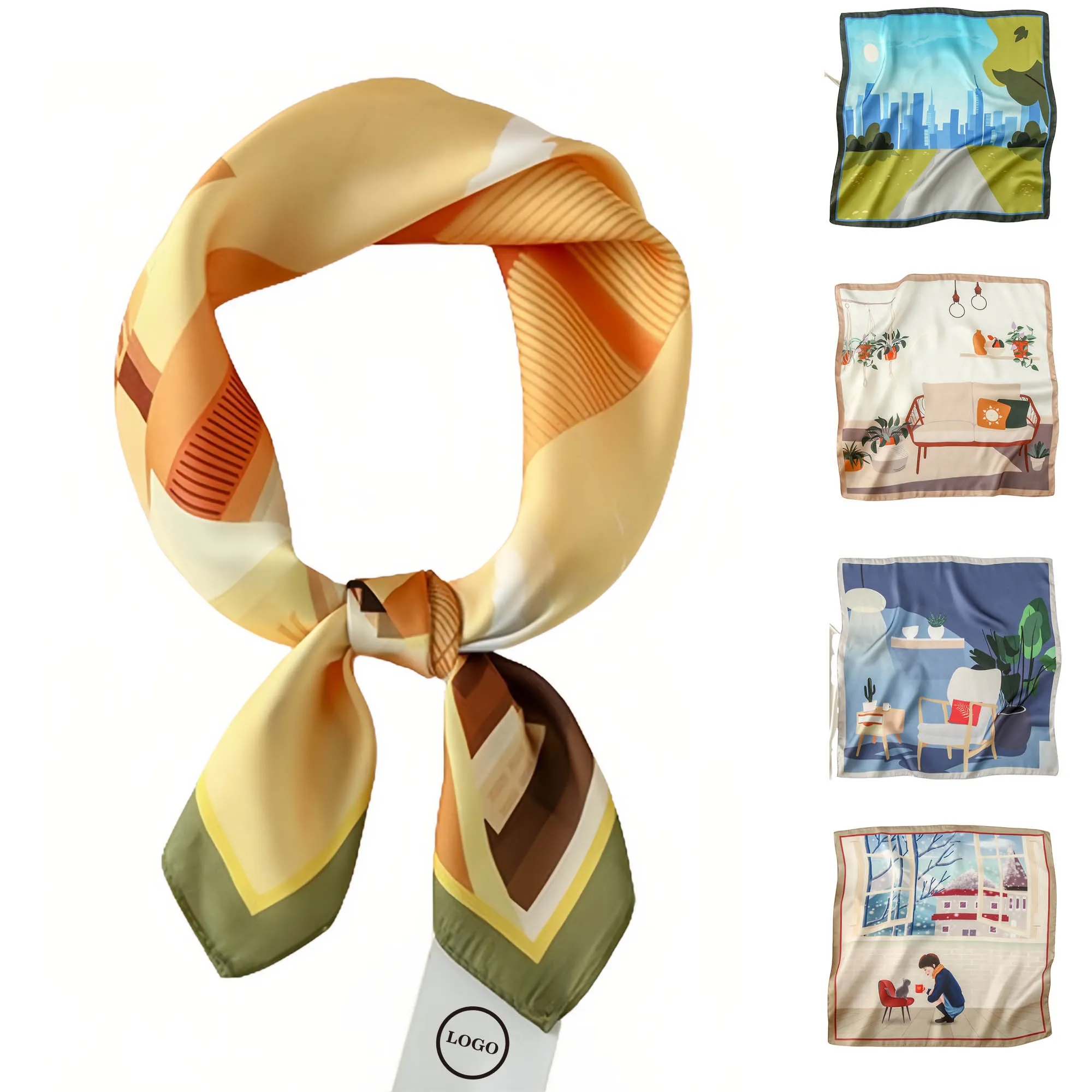 Floral Print Silk Square Scarf 5