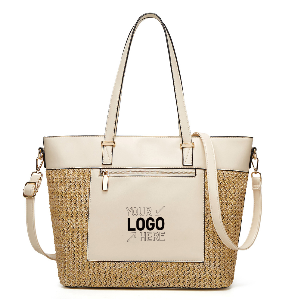Large Beach Summer Shoulder Tote Bag Pu, custom tote bag with logo imprint 3