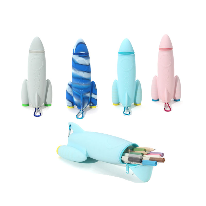 Rocket Shape Silicone Pencil Case With Pencil Sharpener 5