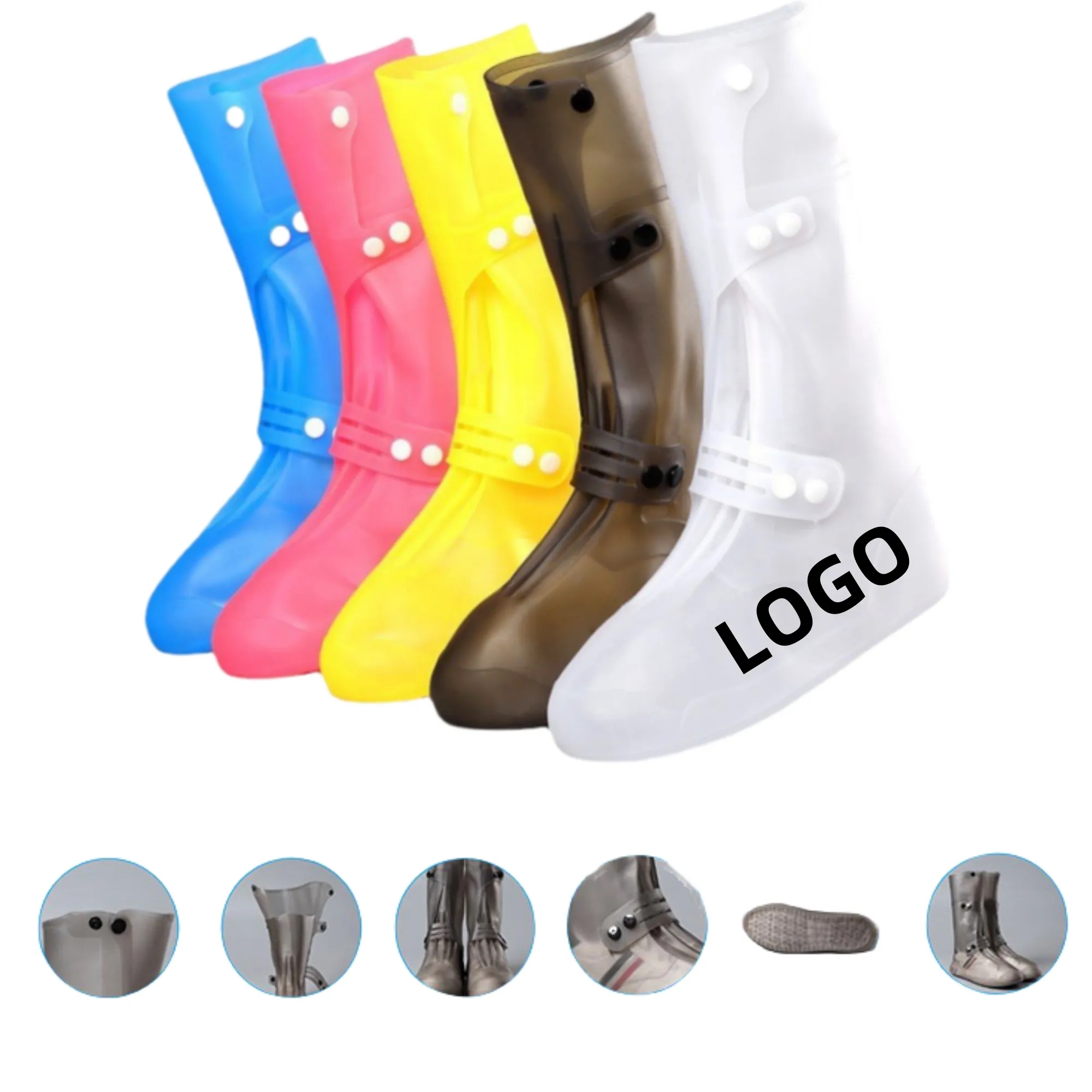 Triple-Buckle High-Cut Waterproof Shoe Covers 2