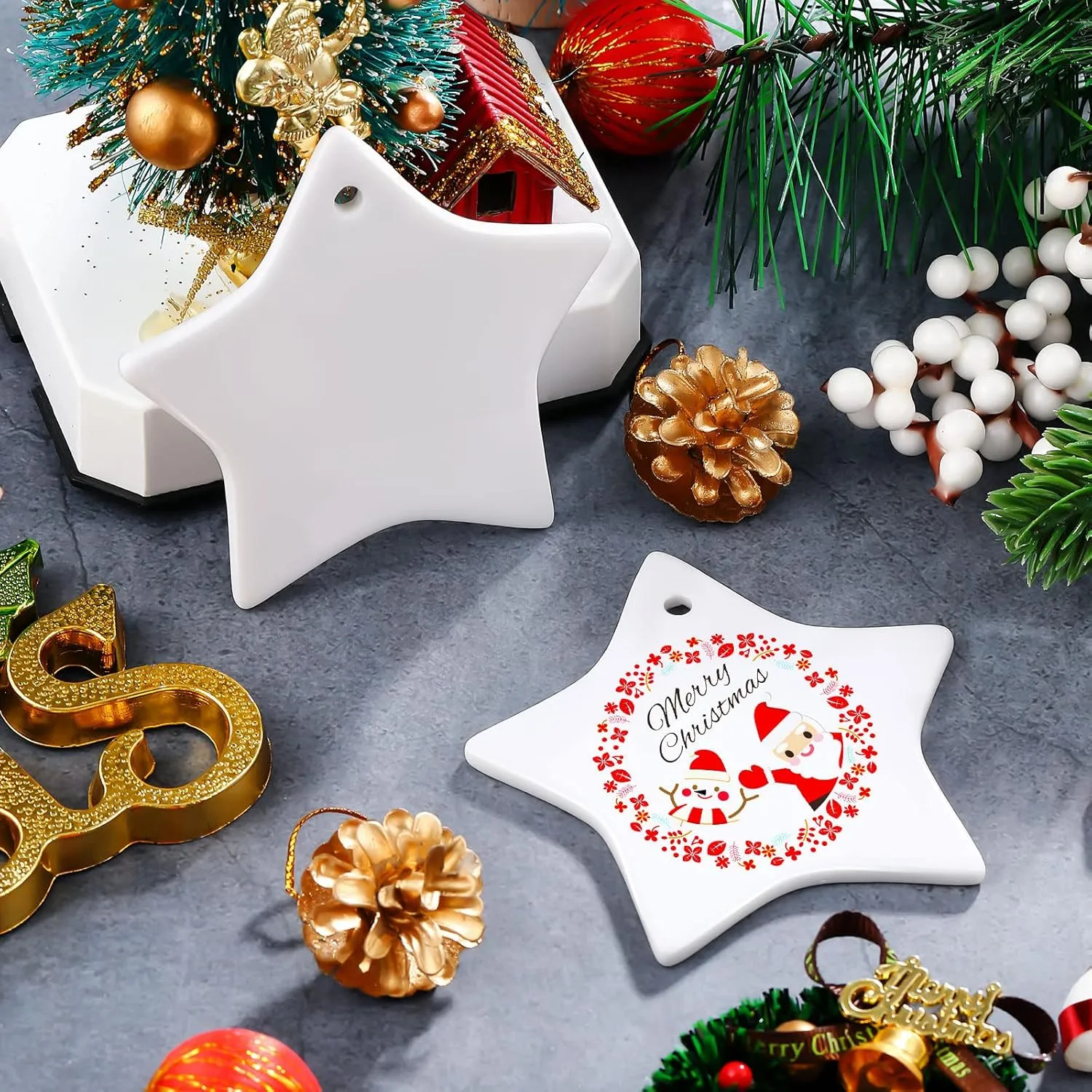 Star Shape Ceramic Christmas Ornament 6
