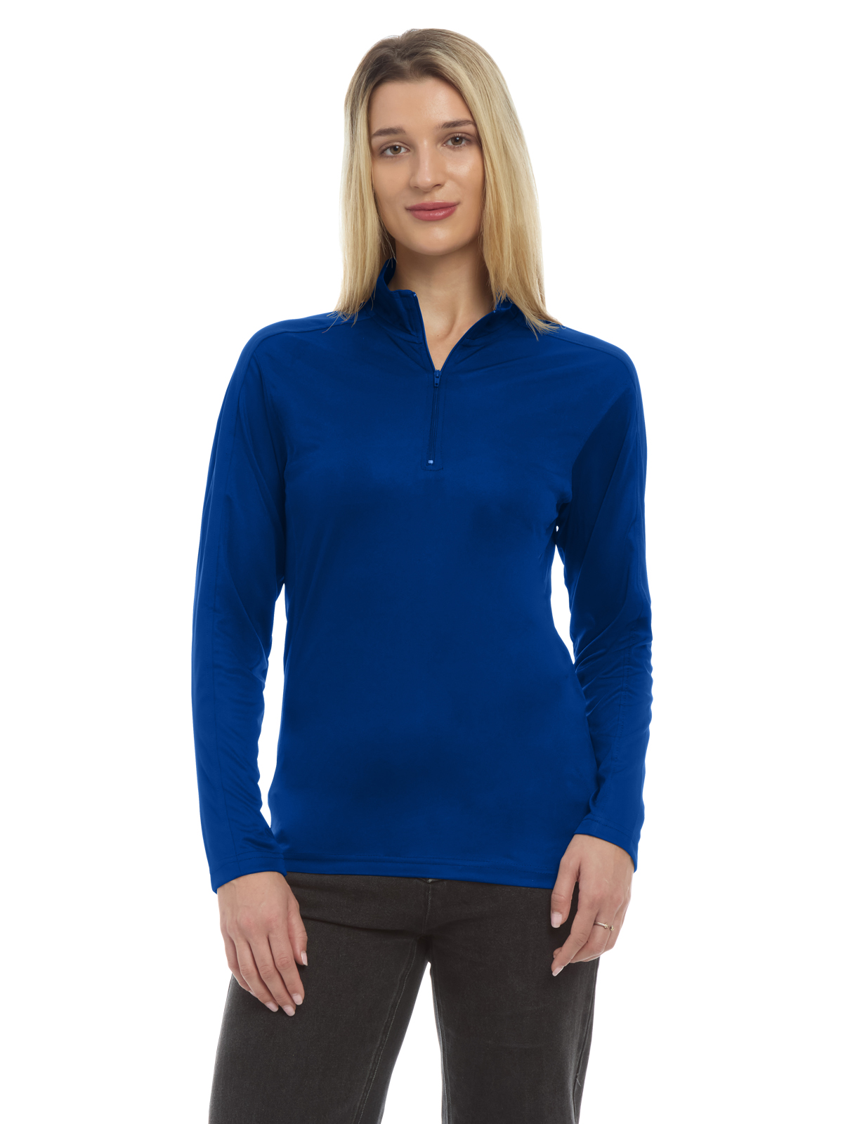 Blue Generation - Women's Pocketless Wicking Long Sleeve Zip Pullover 15