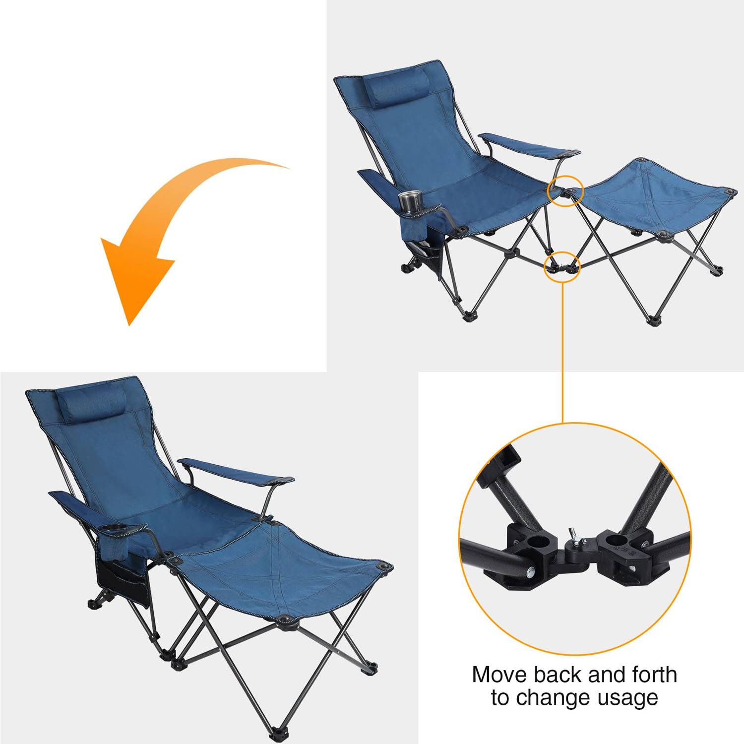 Foldable Camping Chair W/ Footrest 24