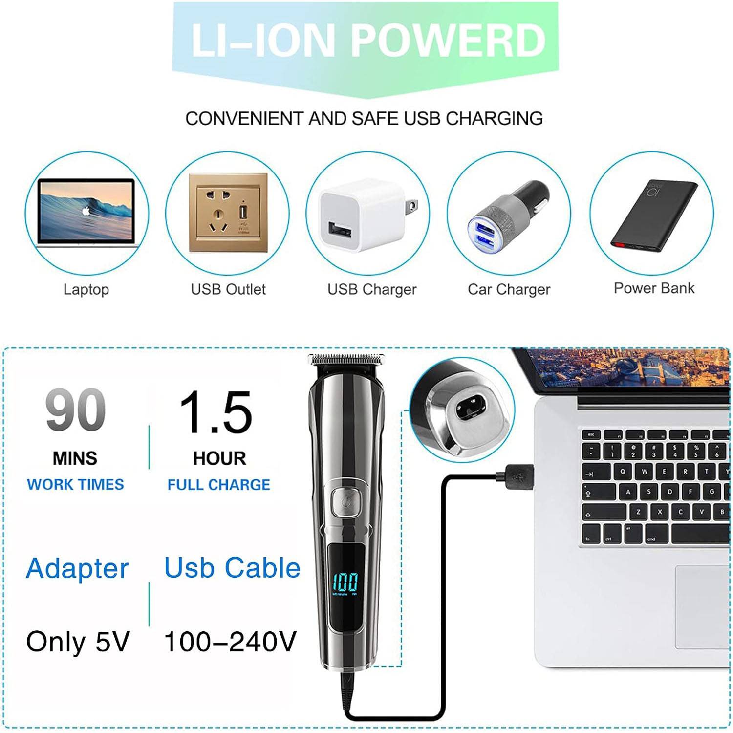 Electric Hair And Beard Trimmer Set 4