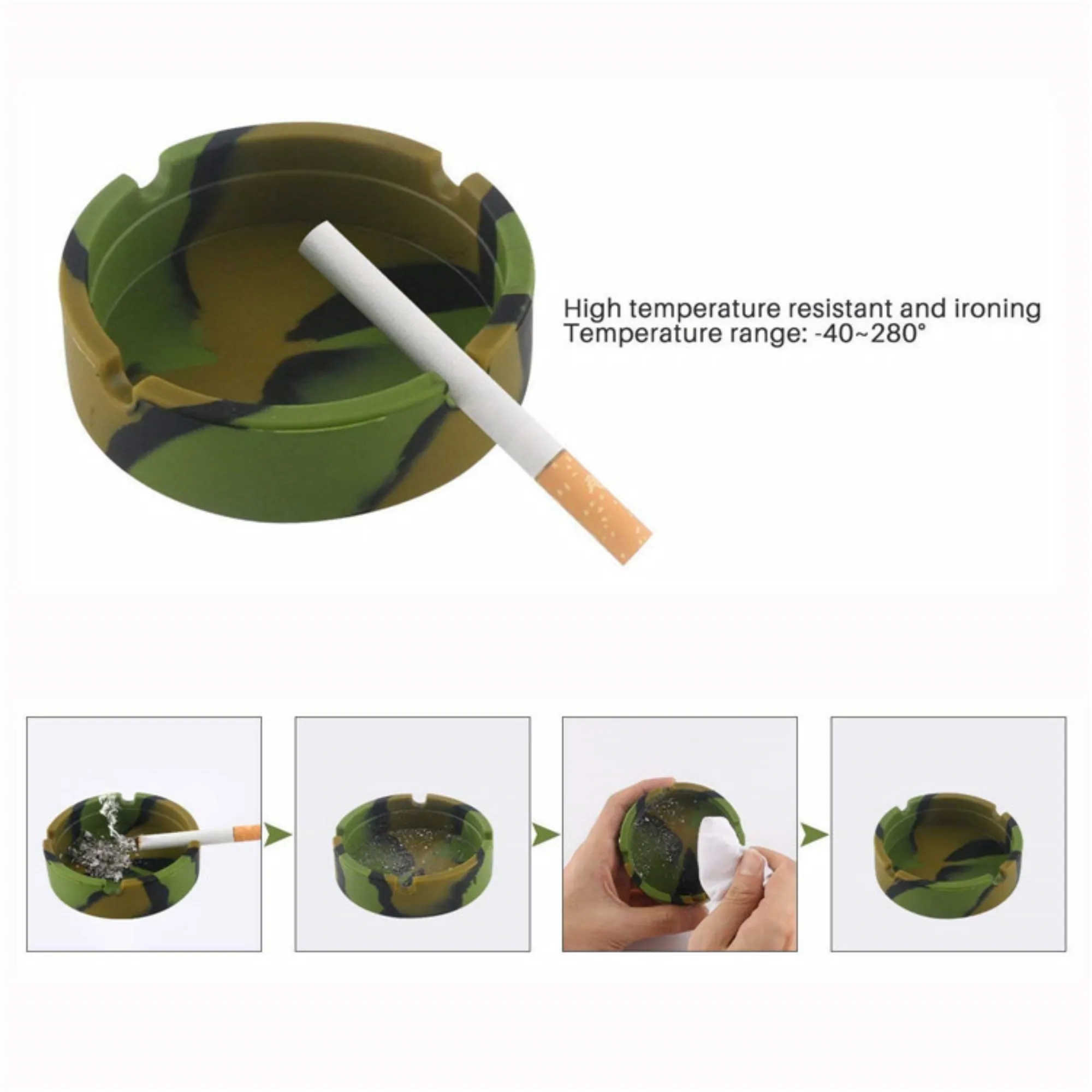 Custom Logo Silicone Ashtray Cigarette Smokeless Odorless 2