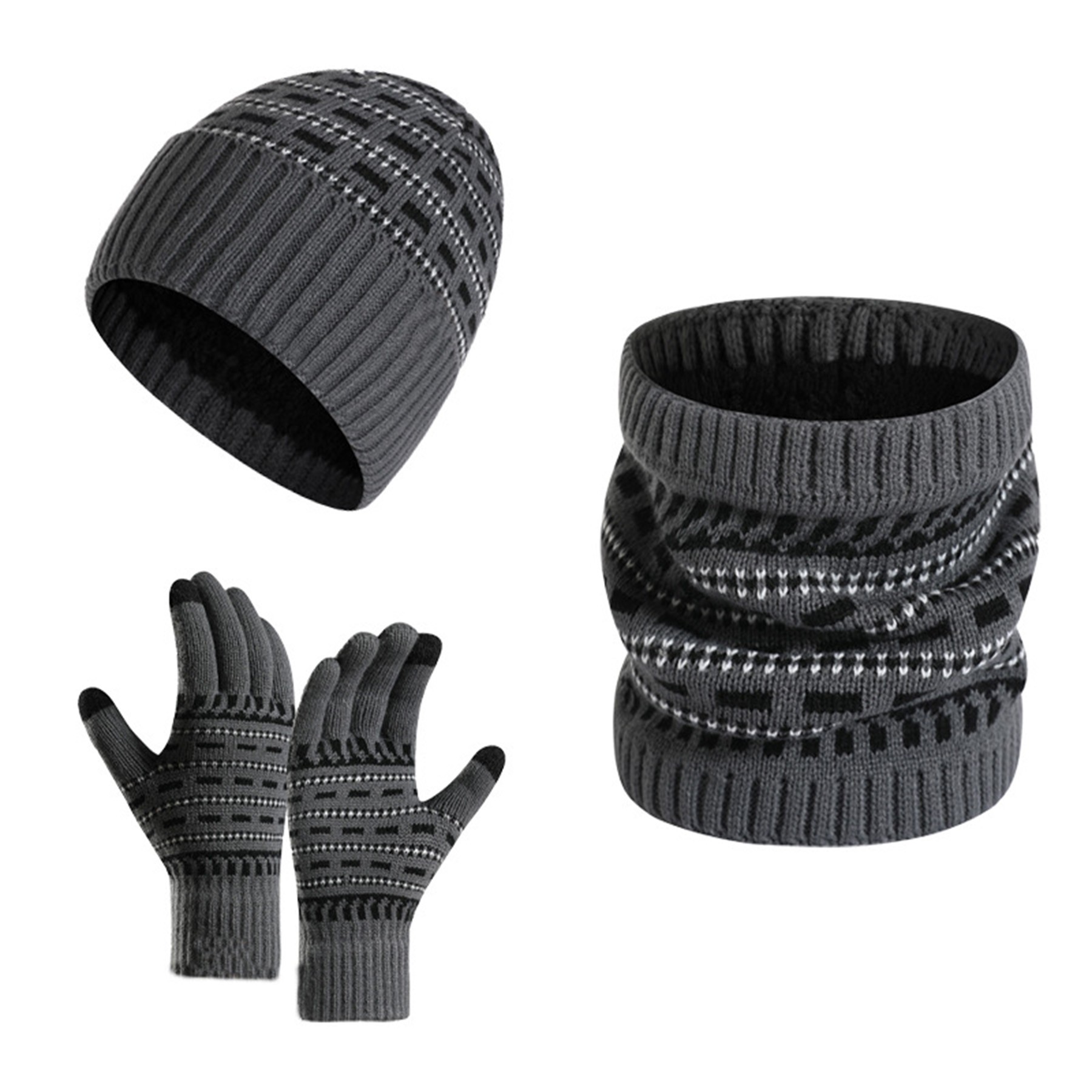 Men's Knit Beanie Neck Gaiter Set 2