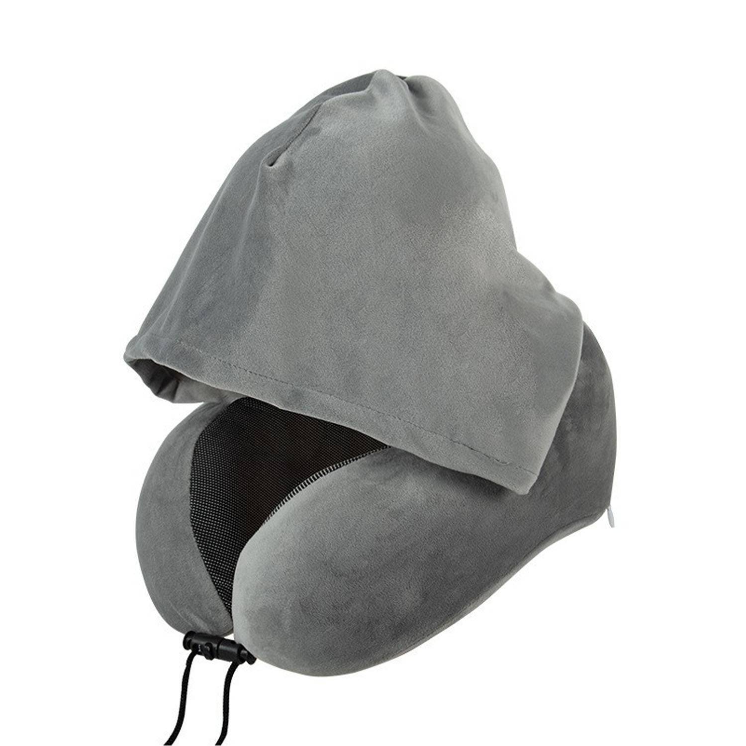 Hooded Memory Foam U Shaped Travel Neck Pillow 6