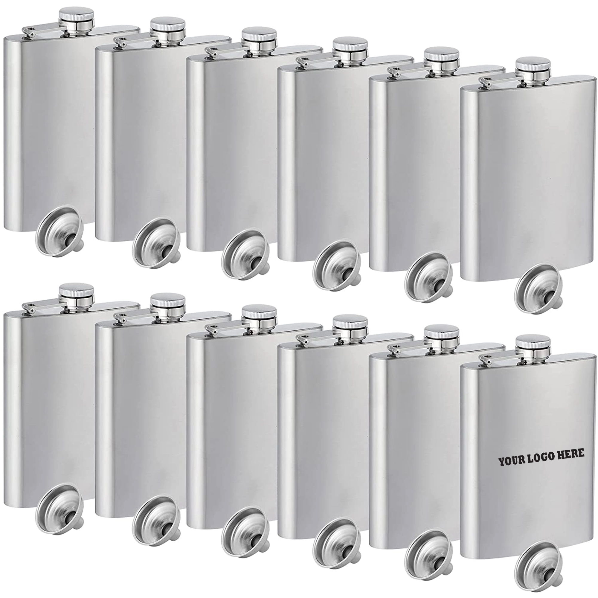 8 Oz Stainless Steel Flask with Funnel, custom water bottle with logo imprint 4