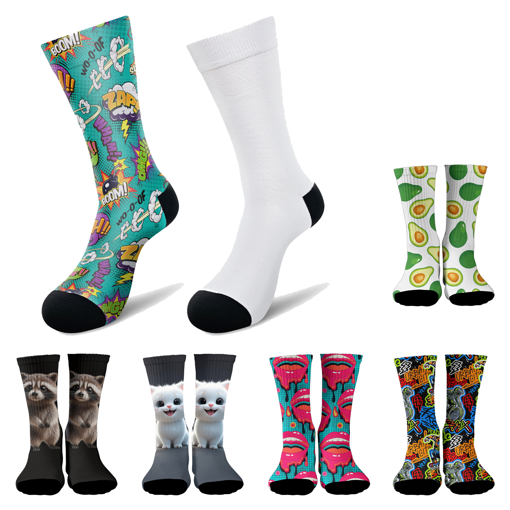 MOQ 20prs Custom Full-Color Crew Socks 2