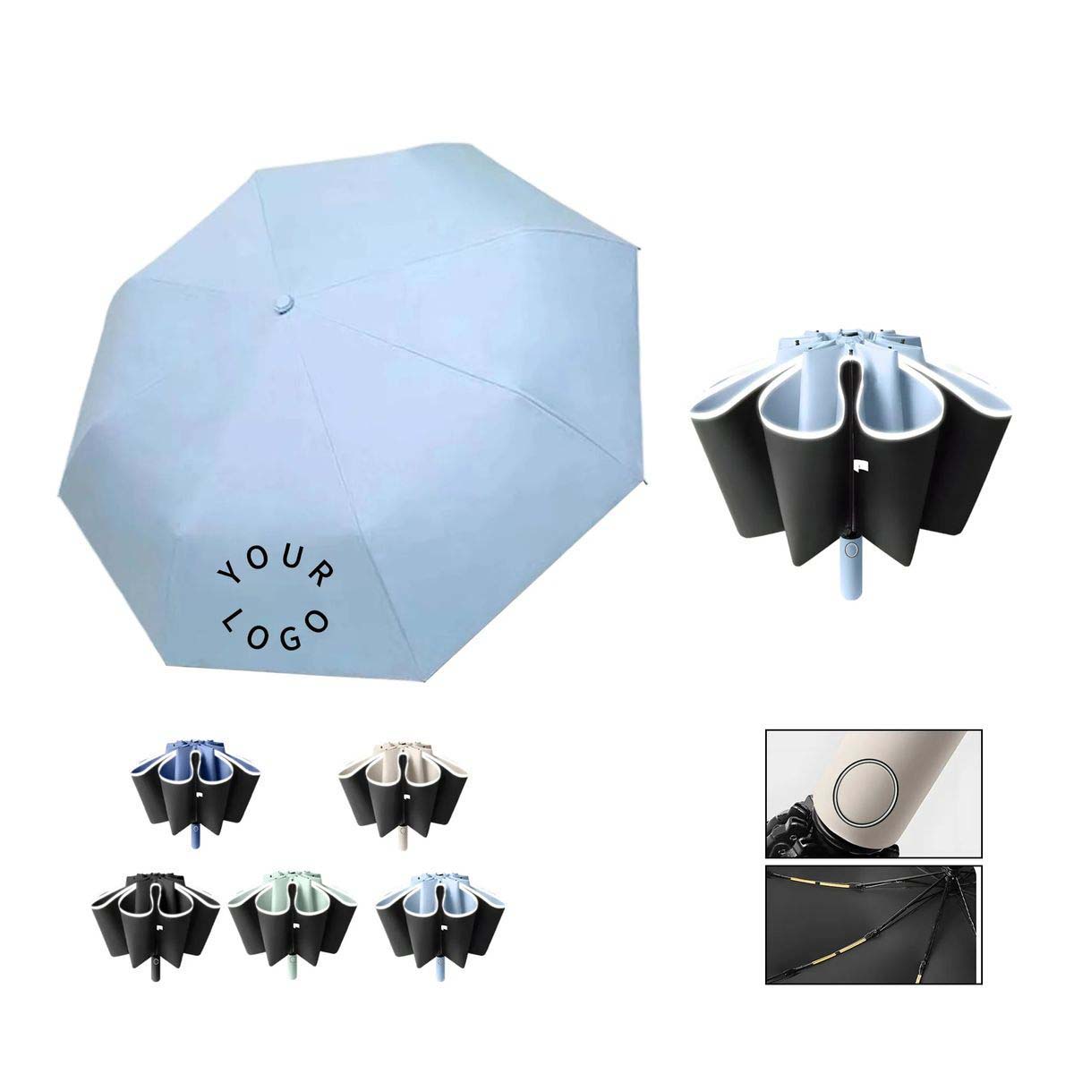 Double Layer Folding Umbrella with 20 Rib Frame 4