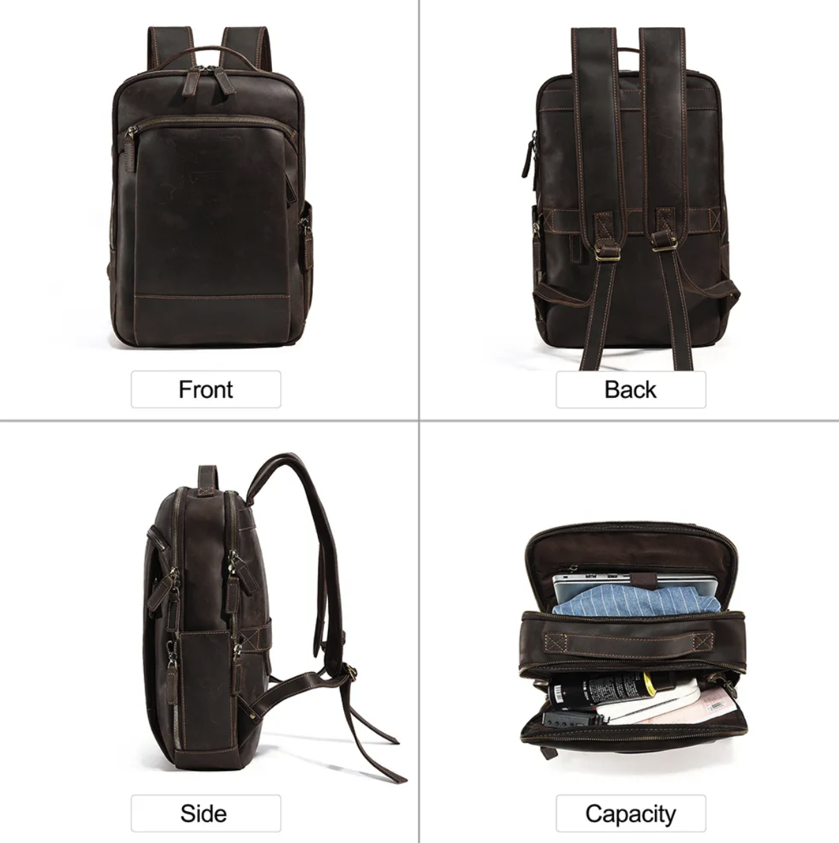 Leather Business Travelling Camping School Backpack 2