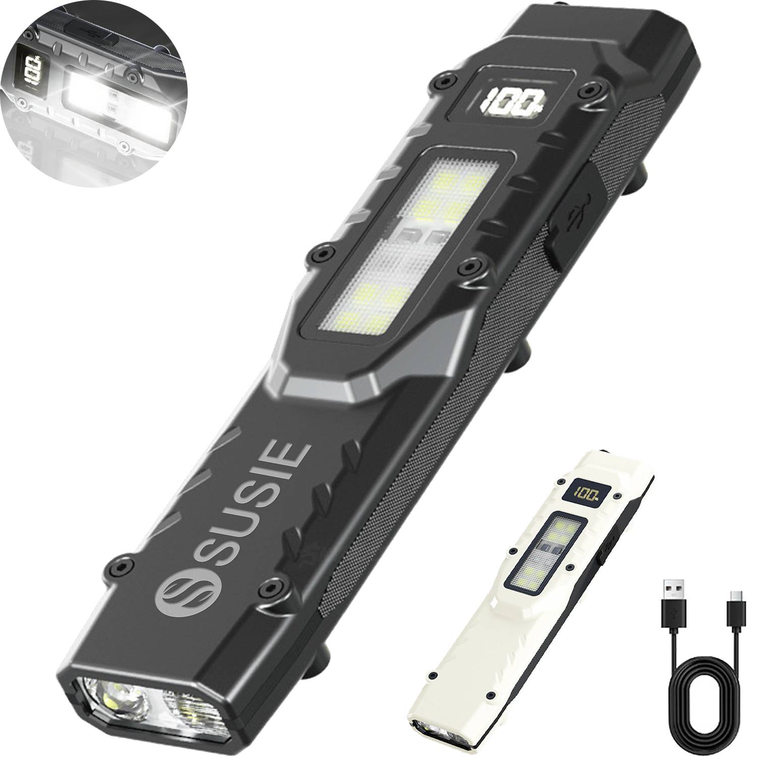 Portable LED Work Light USB Charging Tactical Flashlight 2