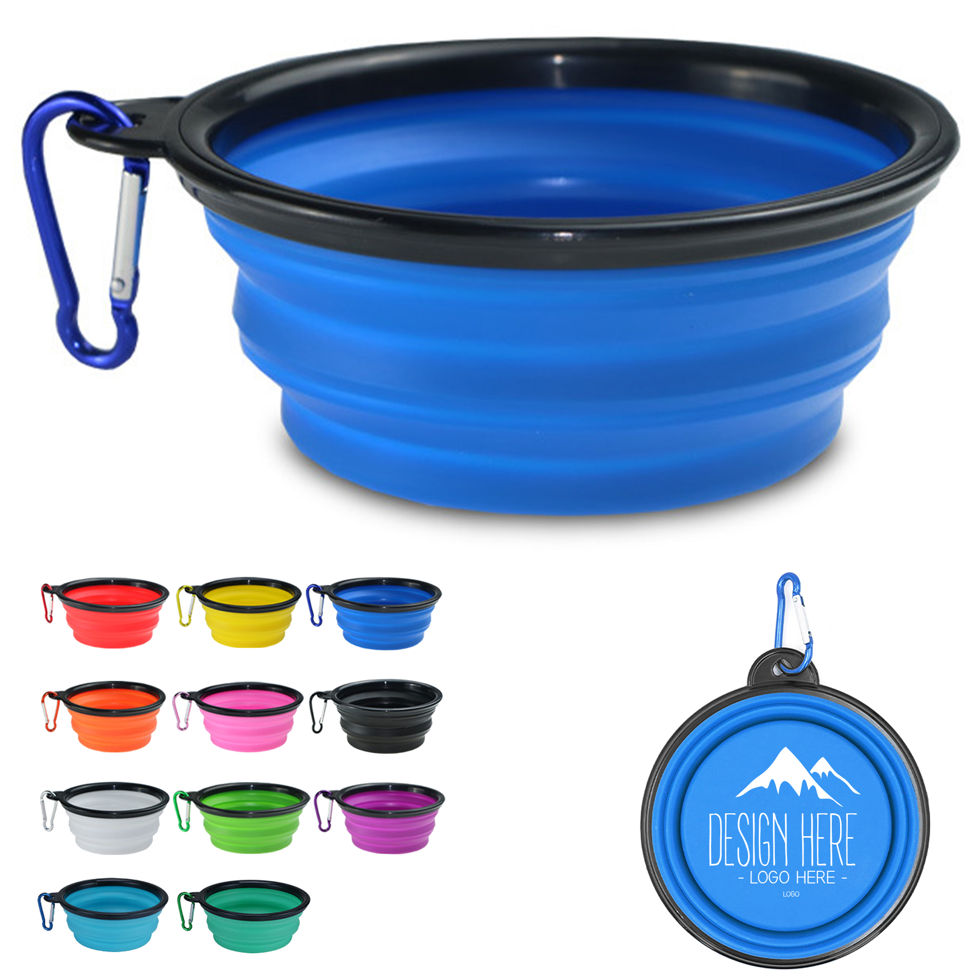 Folding Dog Bowls with Carabiner 2