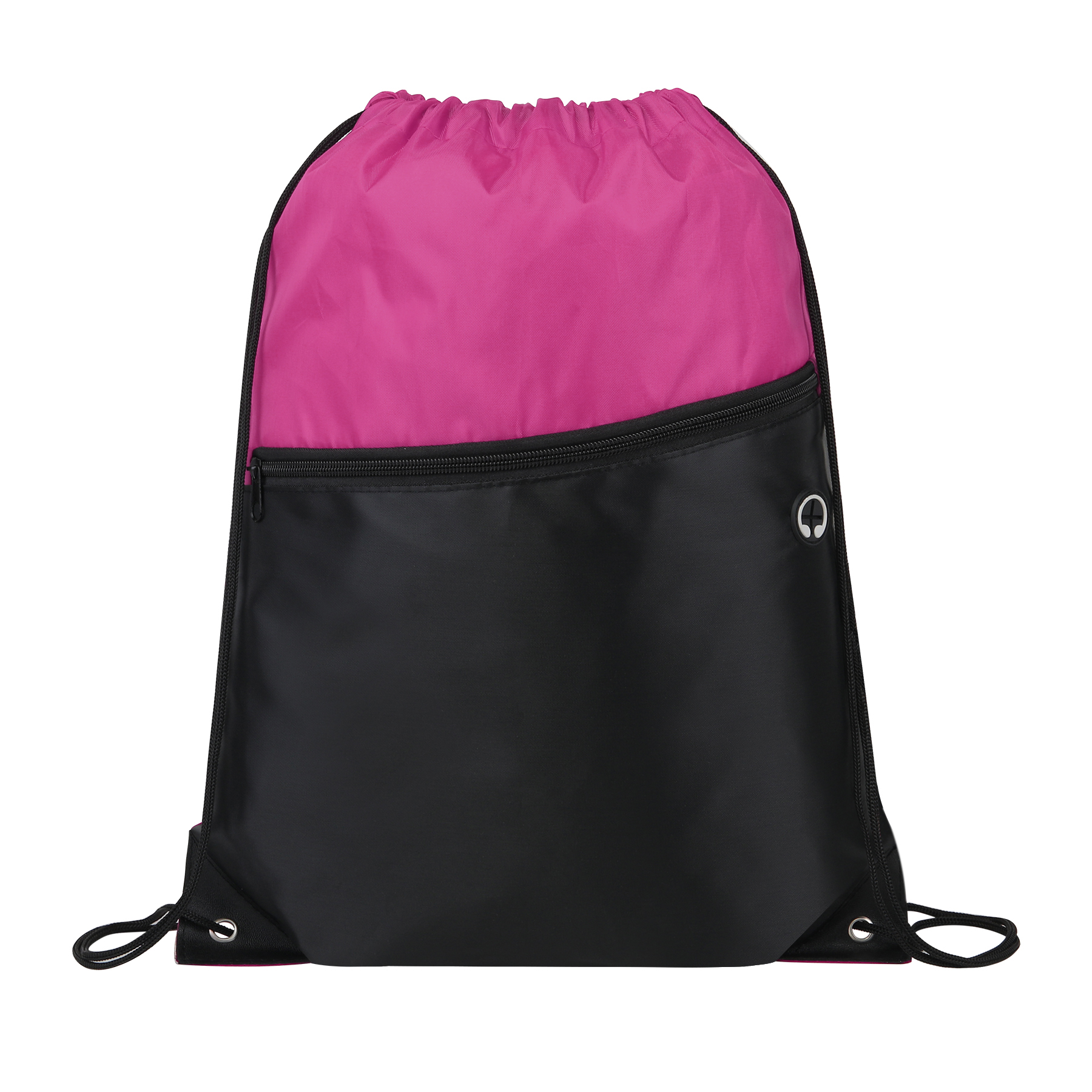 Two-Tone Drawstring Backpack With Front Zipper 12