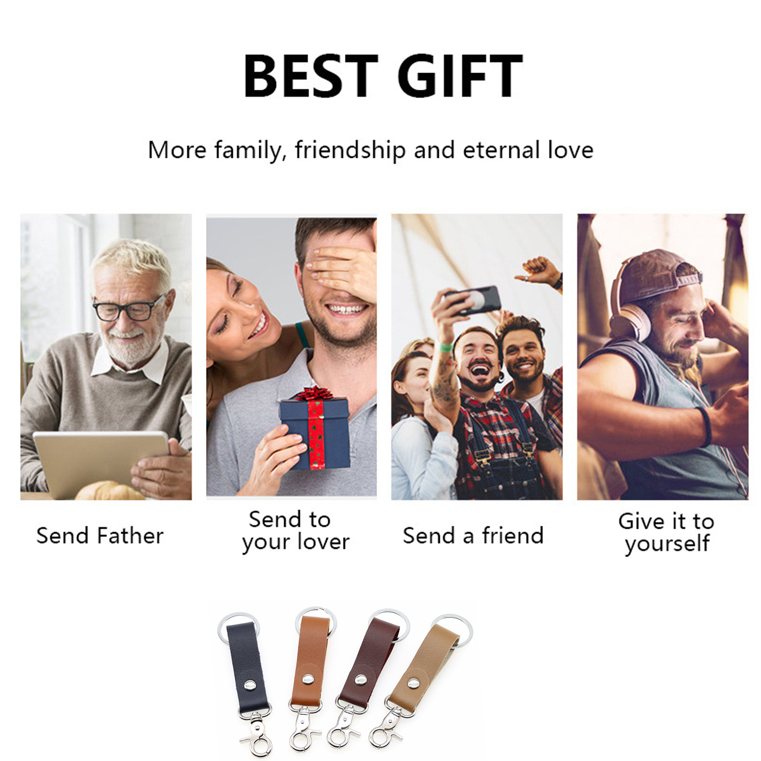 PU Leather Keychain with Swivel Hook 4