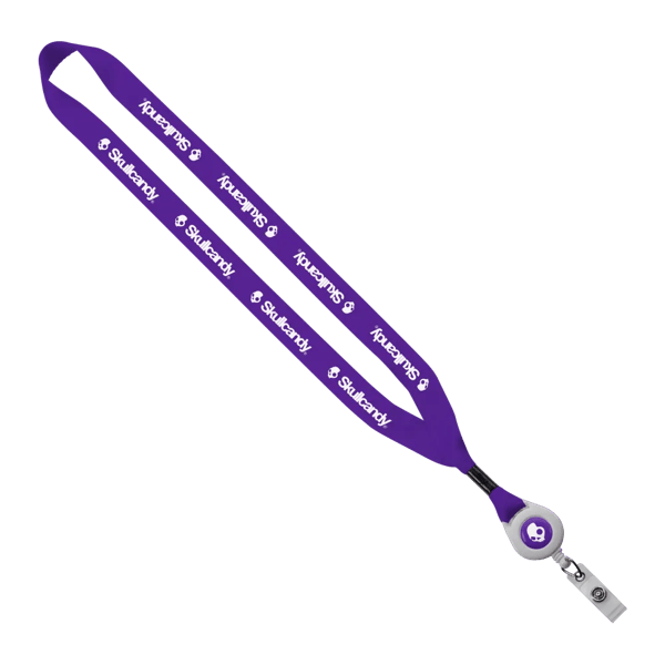 3/4" Polyester Lanyard with Metal Crimp & Retractable Badge Reel 262