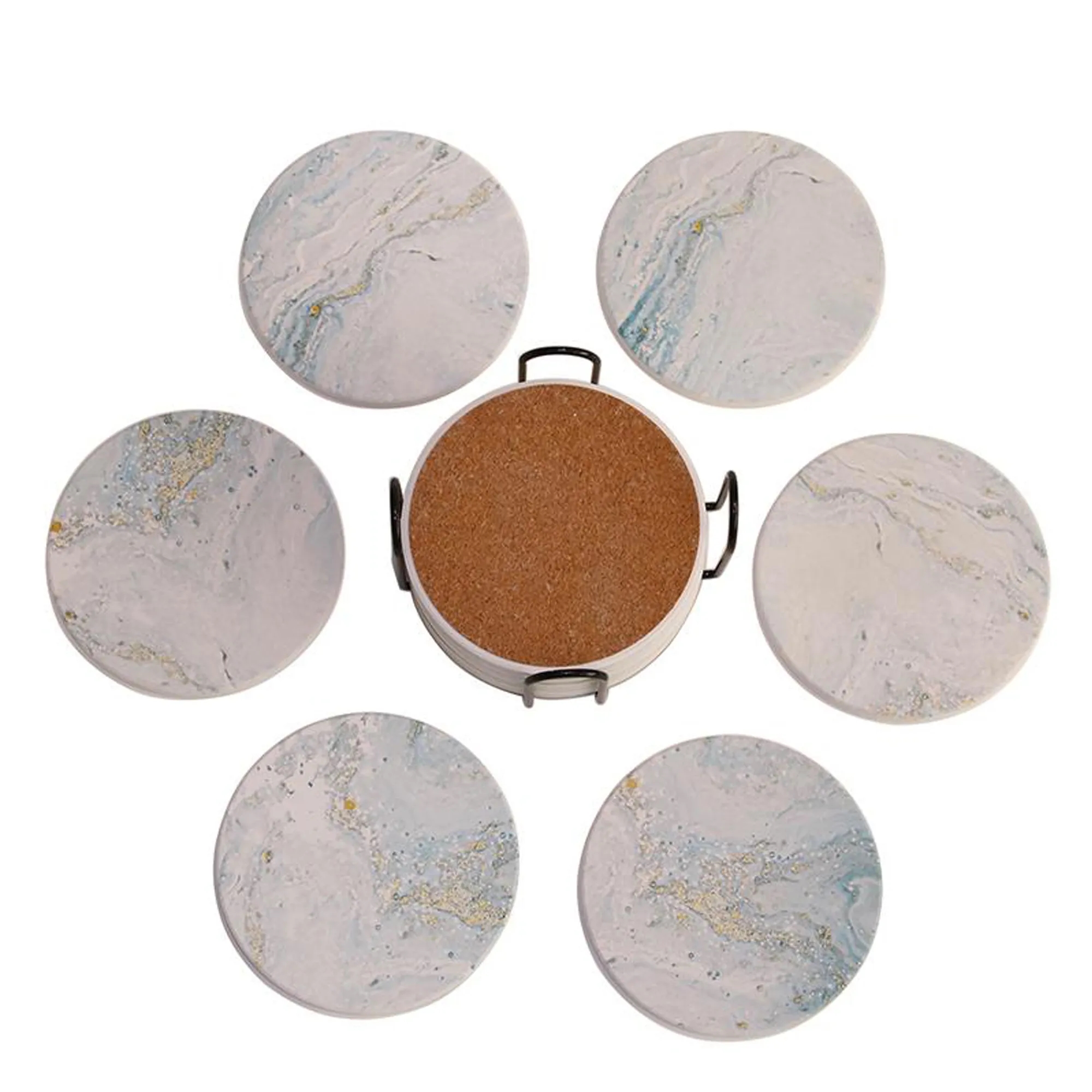 6 Pcs Ceramic Coaster Set with Holder 5