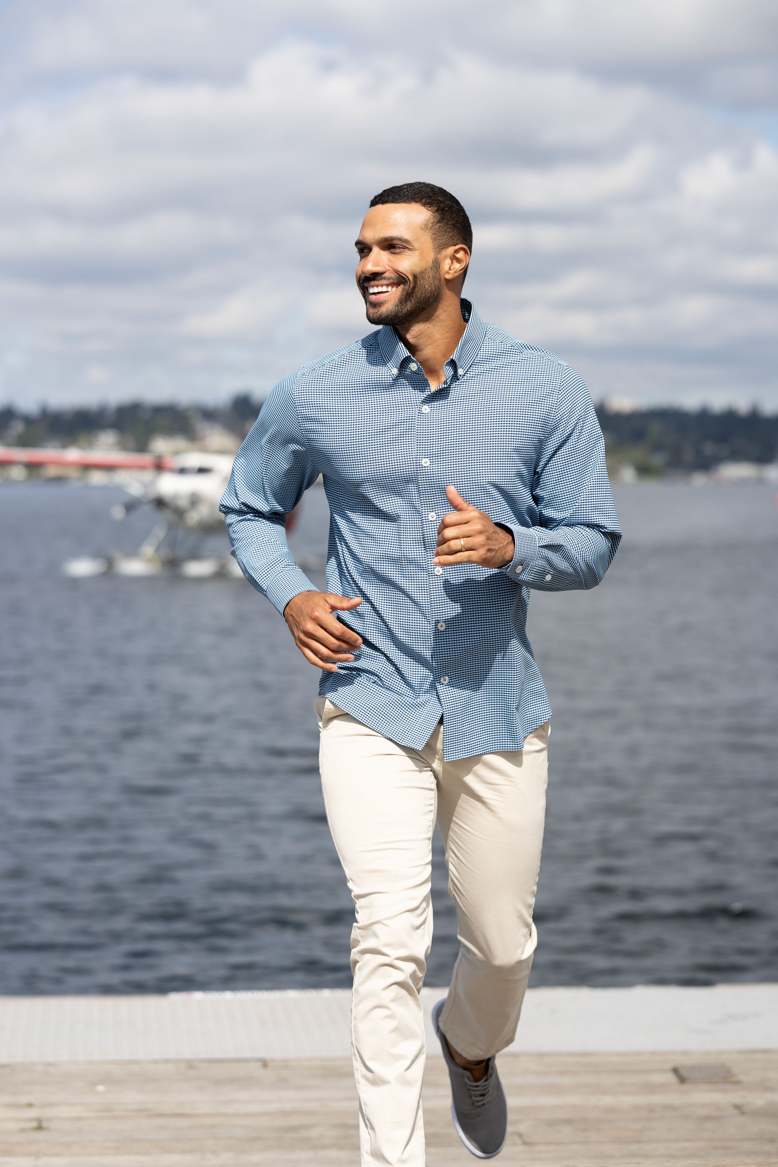 Skyline Eco Recycled Gingham Mens Big & Tall Long Sleeve Dress Shirt Big & Tall