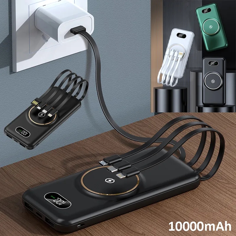 10000mAh Wireless Charger Built-in Charging Cable 3
