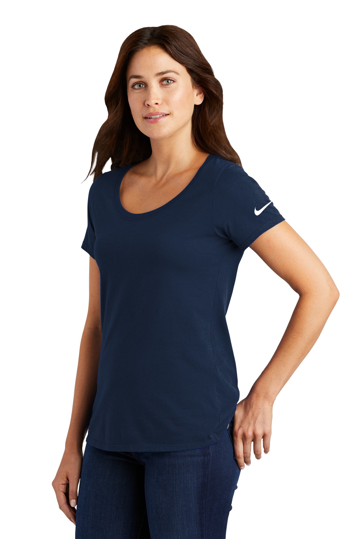 Nike Women's Dri-FIT Cotton/Poly Scoop Neck Tee. NKBQ5234 1