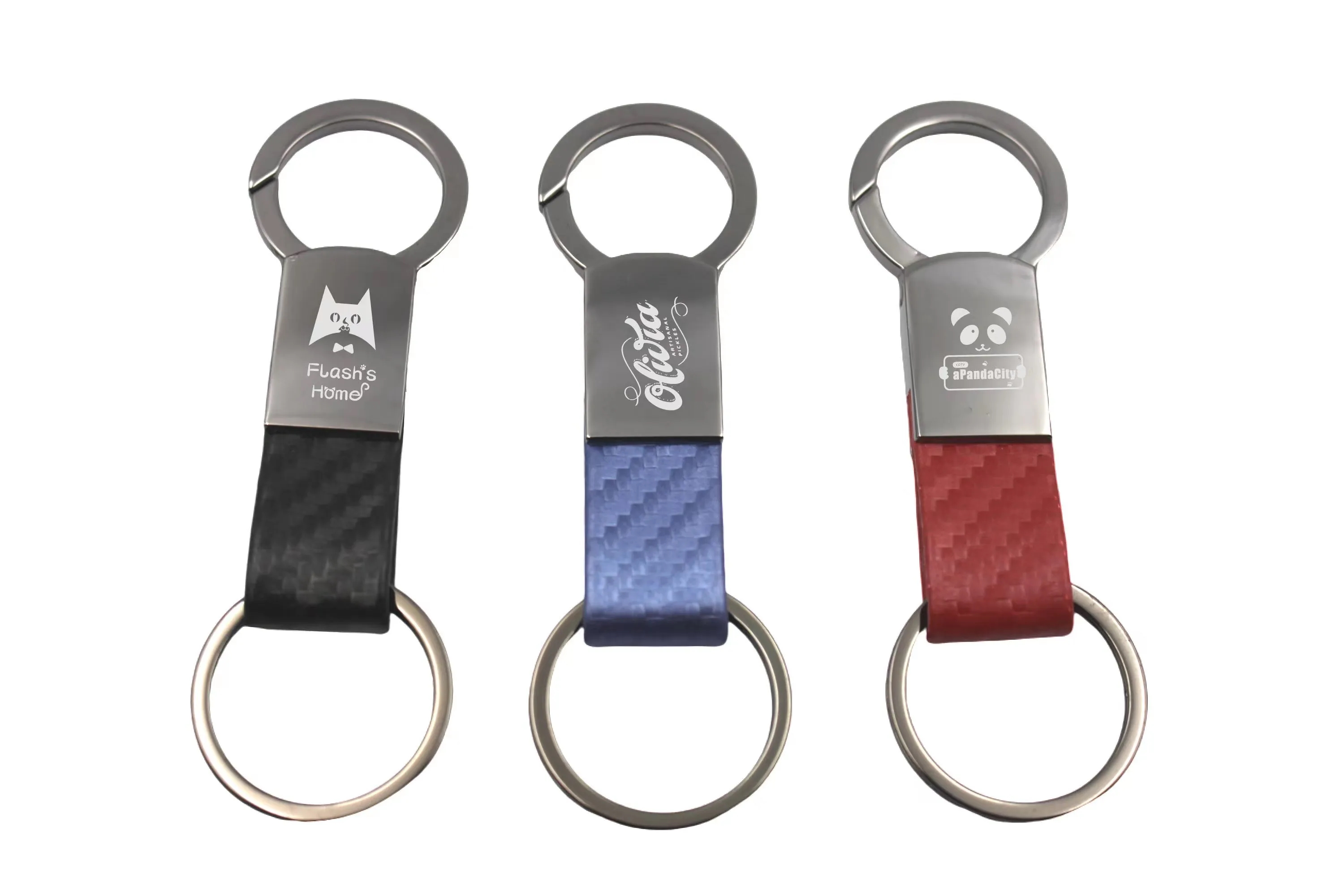 Gunmetal Faux Fiber Leather Clip-On Key Chain 6