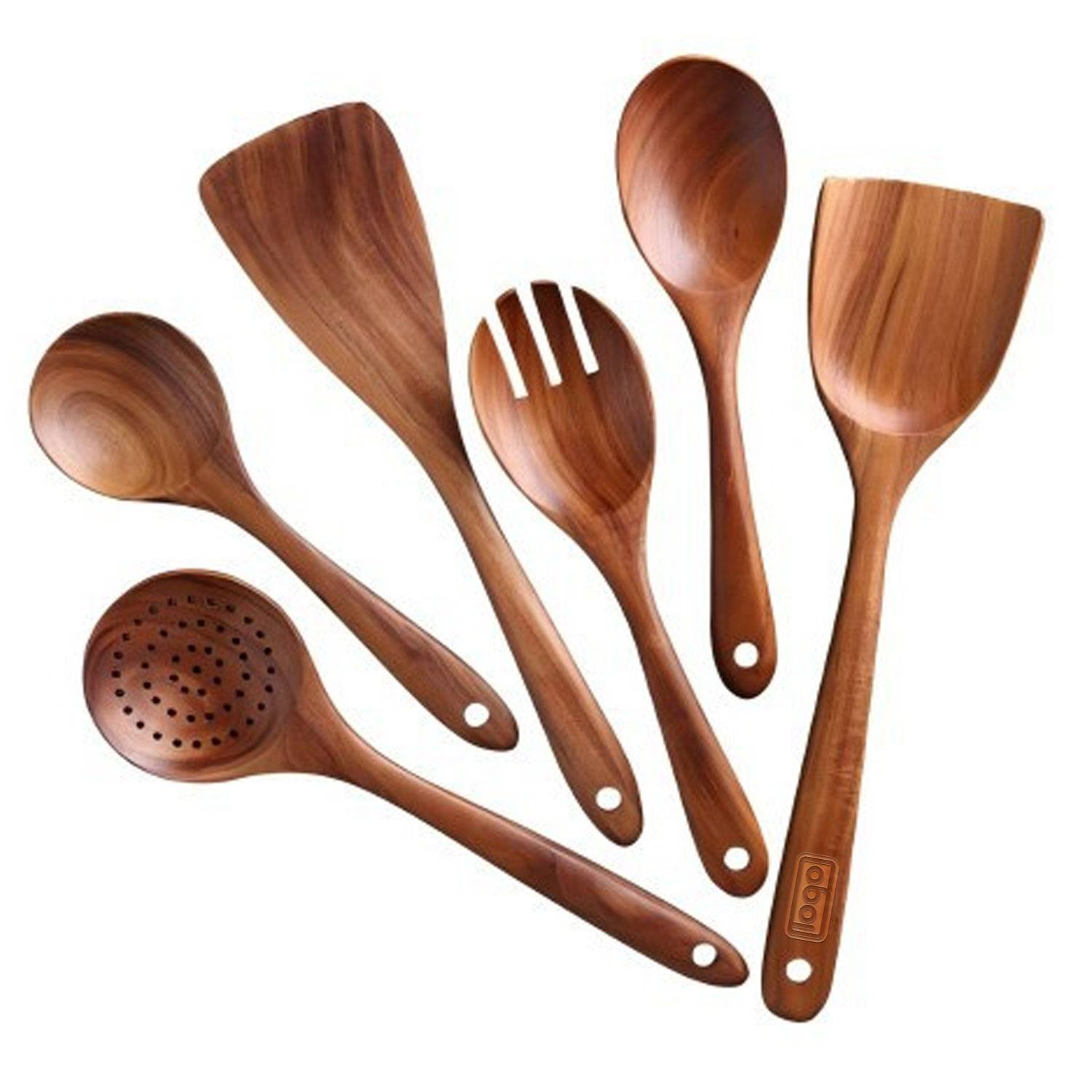 Kitchen 6-Piece Wooden Spoon Skimmer Turner Set 8