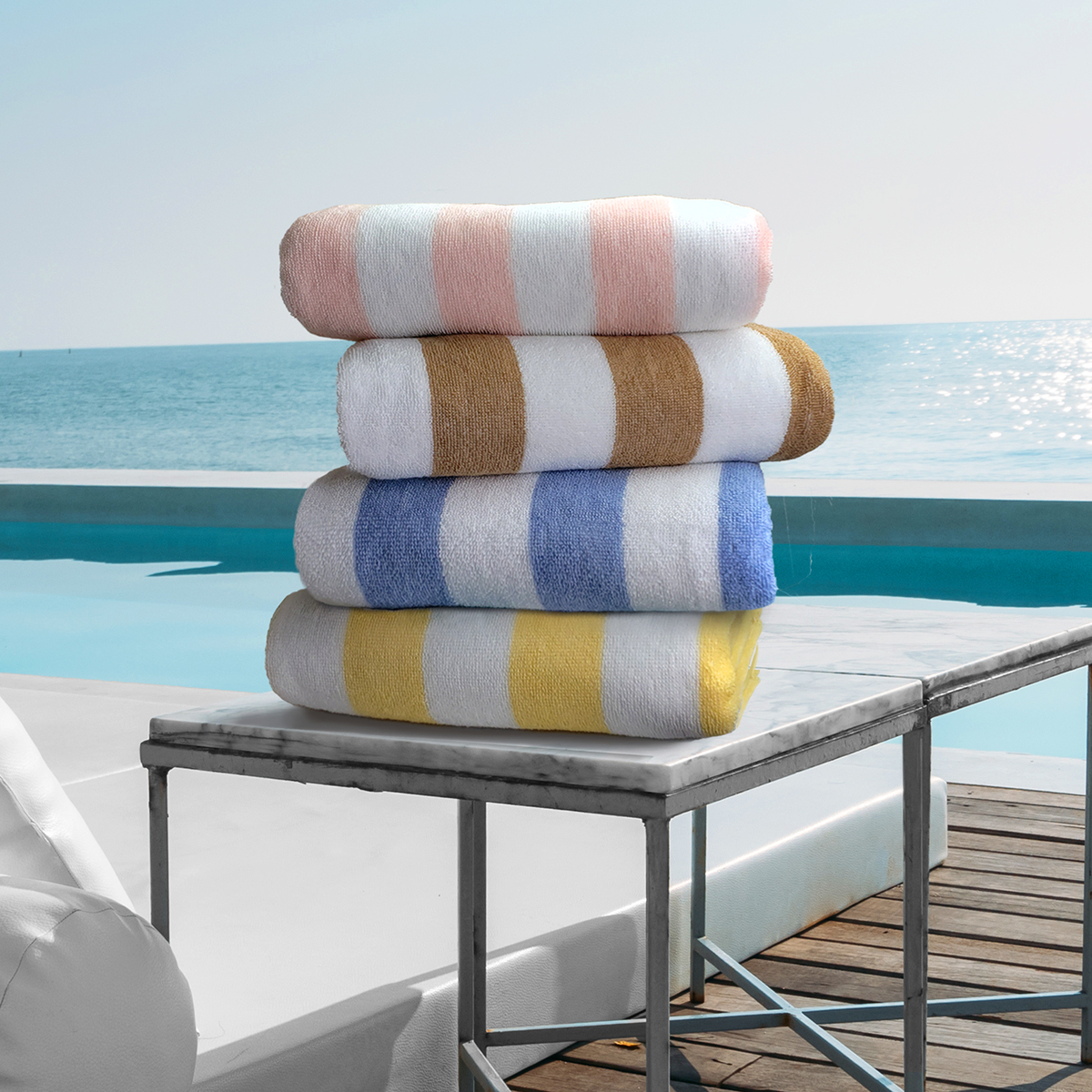 Resistenzia Pool Towel Peach Stripe 1