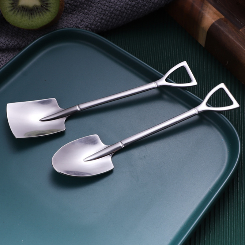 Creative304 Stainless Steel Shovel Shaped coffe Ice cream Dessert Spoon 2