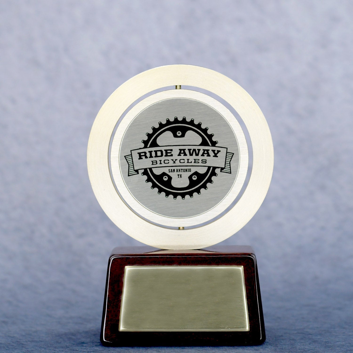 Gold Spinning Medal On Rosewood Base 2