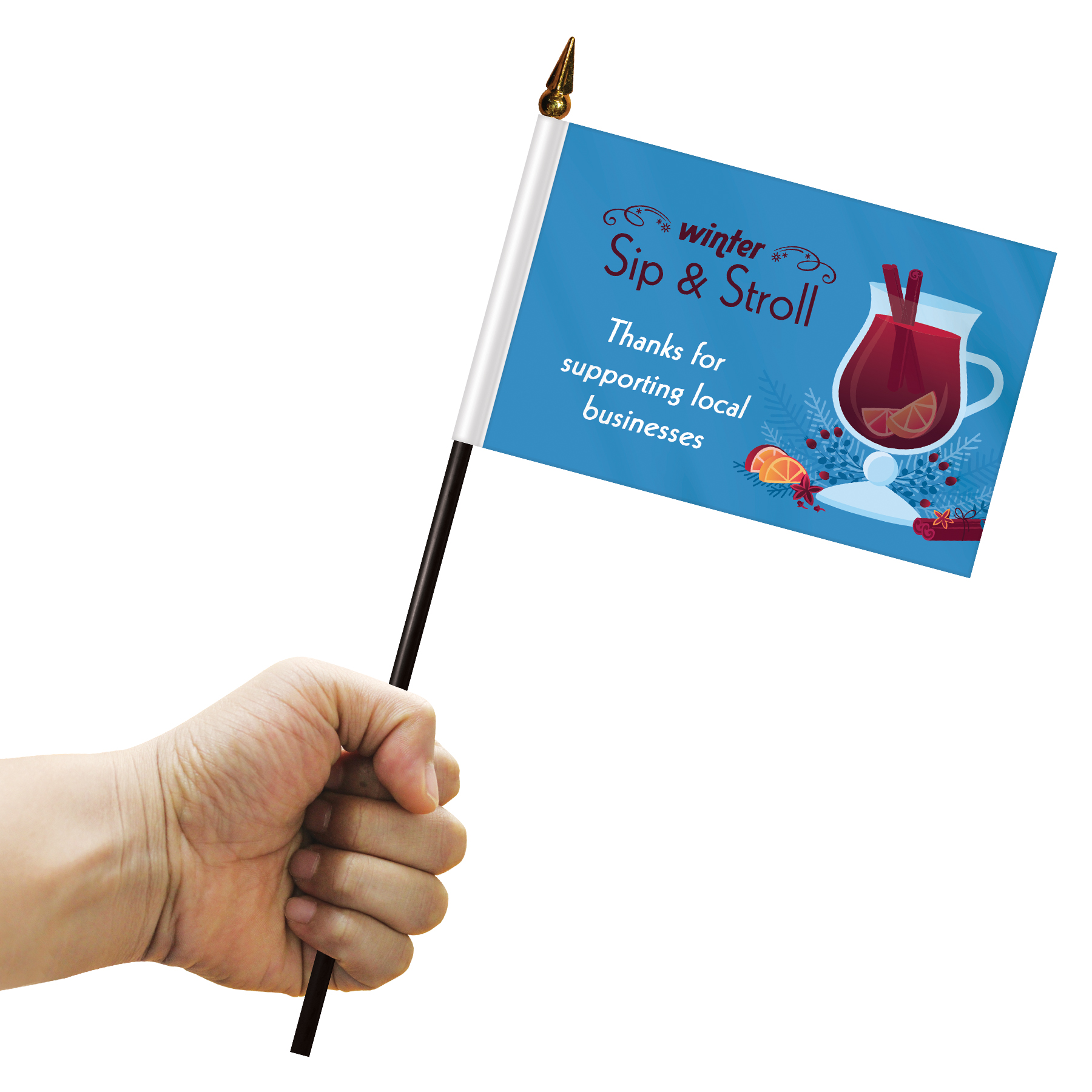 Single Reverse Polyester Stick Flags 5