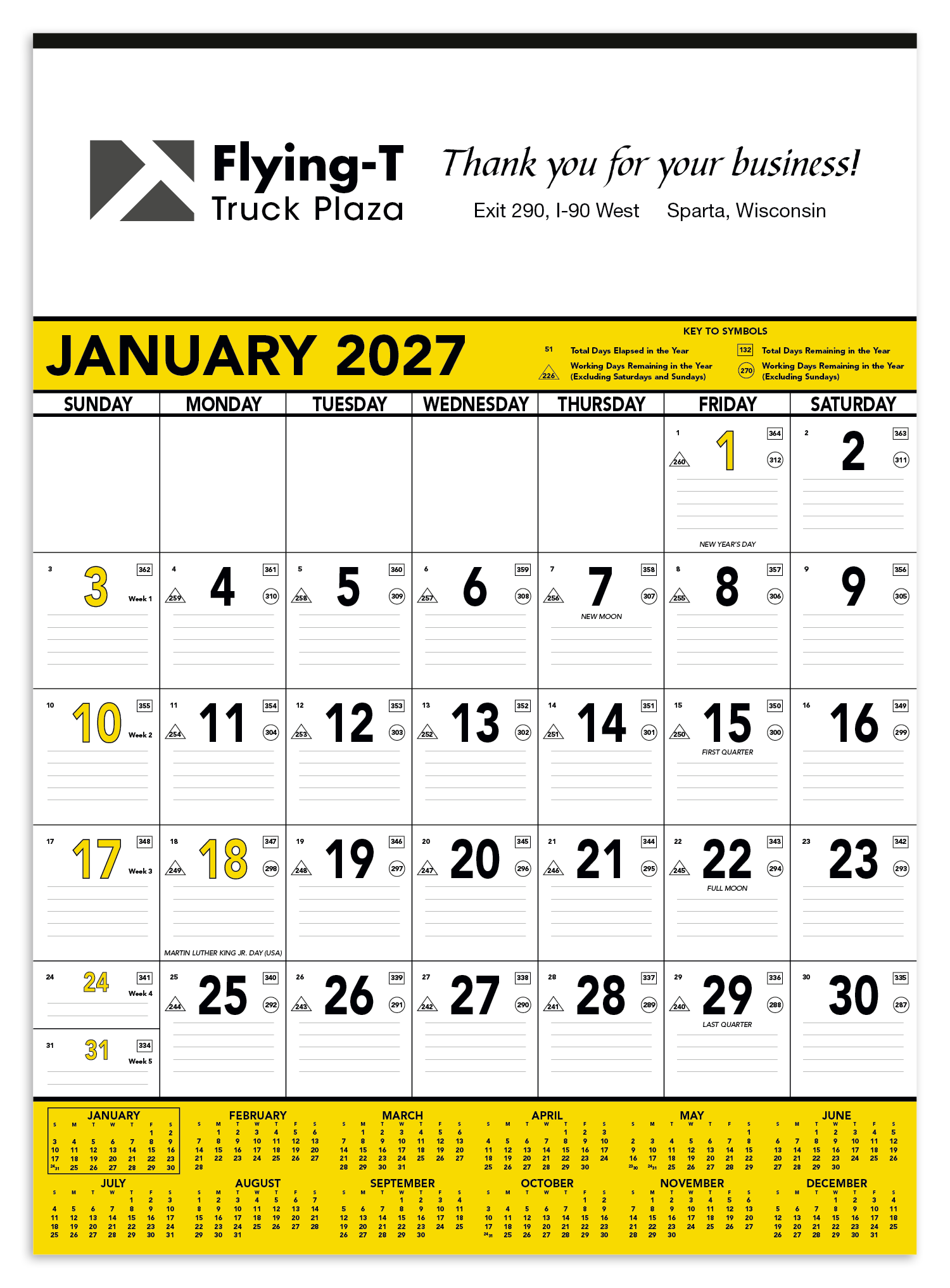 Triumph® Calendars Yellow & Black Contractor Memo Calendar 15