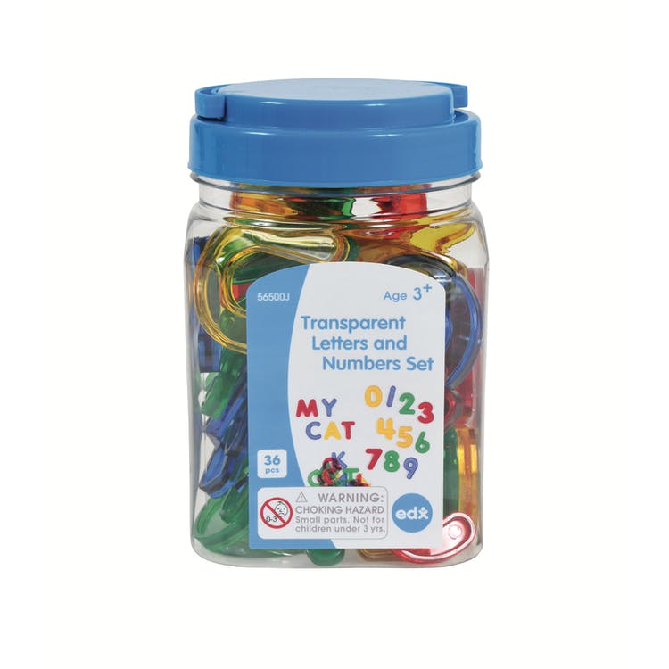 Transparent Letters & Number Set - Mini Jar 36 Pack 1