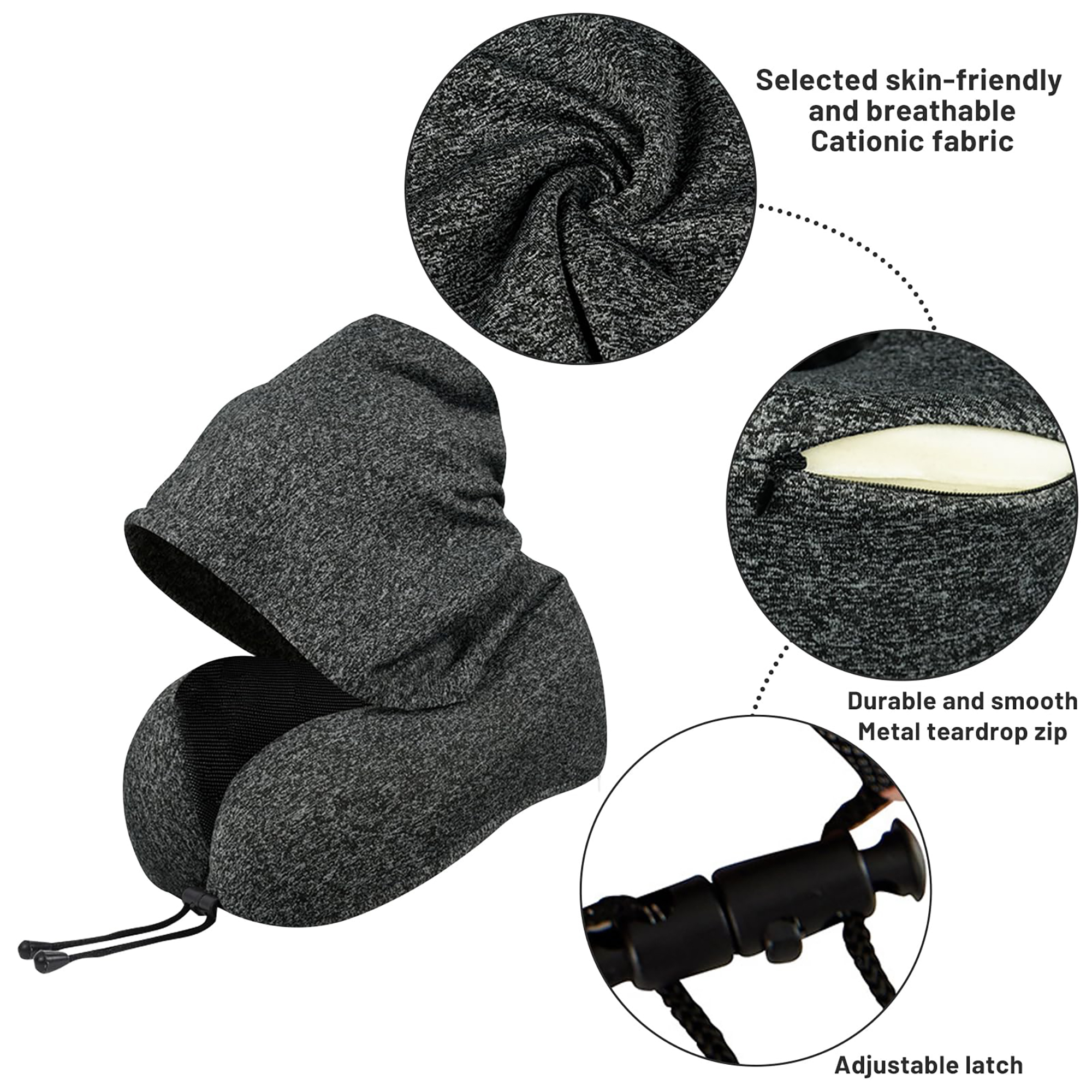 Hooded Travel Neck Pillow with Memory Foam 9