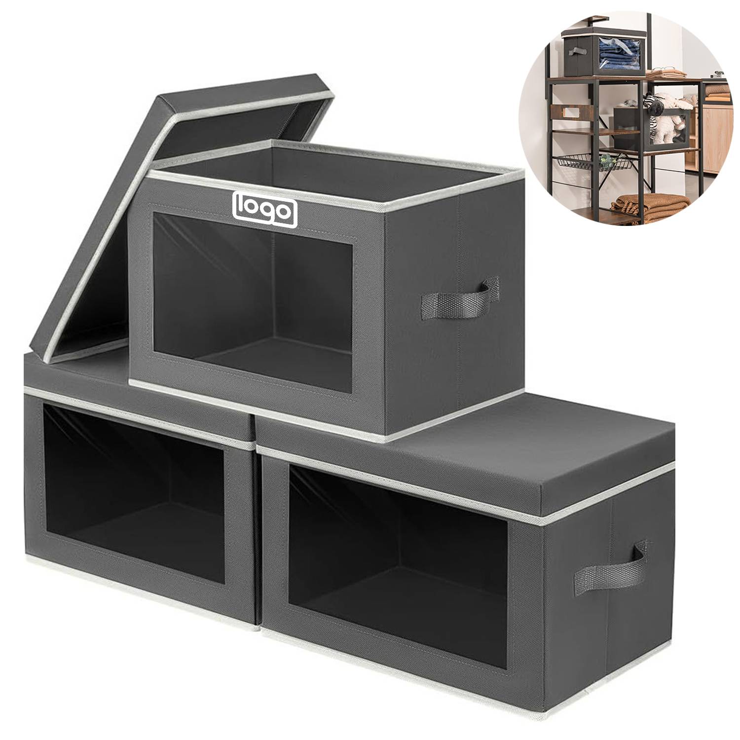 Foldable Fabric Storage Bin w/ Window 3