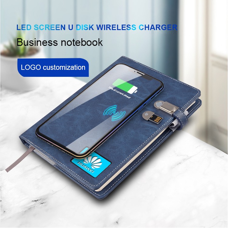 Wireless Charger Hardcover Notebook With 8000Nah Power Bank And Magnetic Buckle 16Gb Usb Flash Drive 2