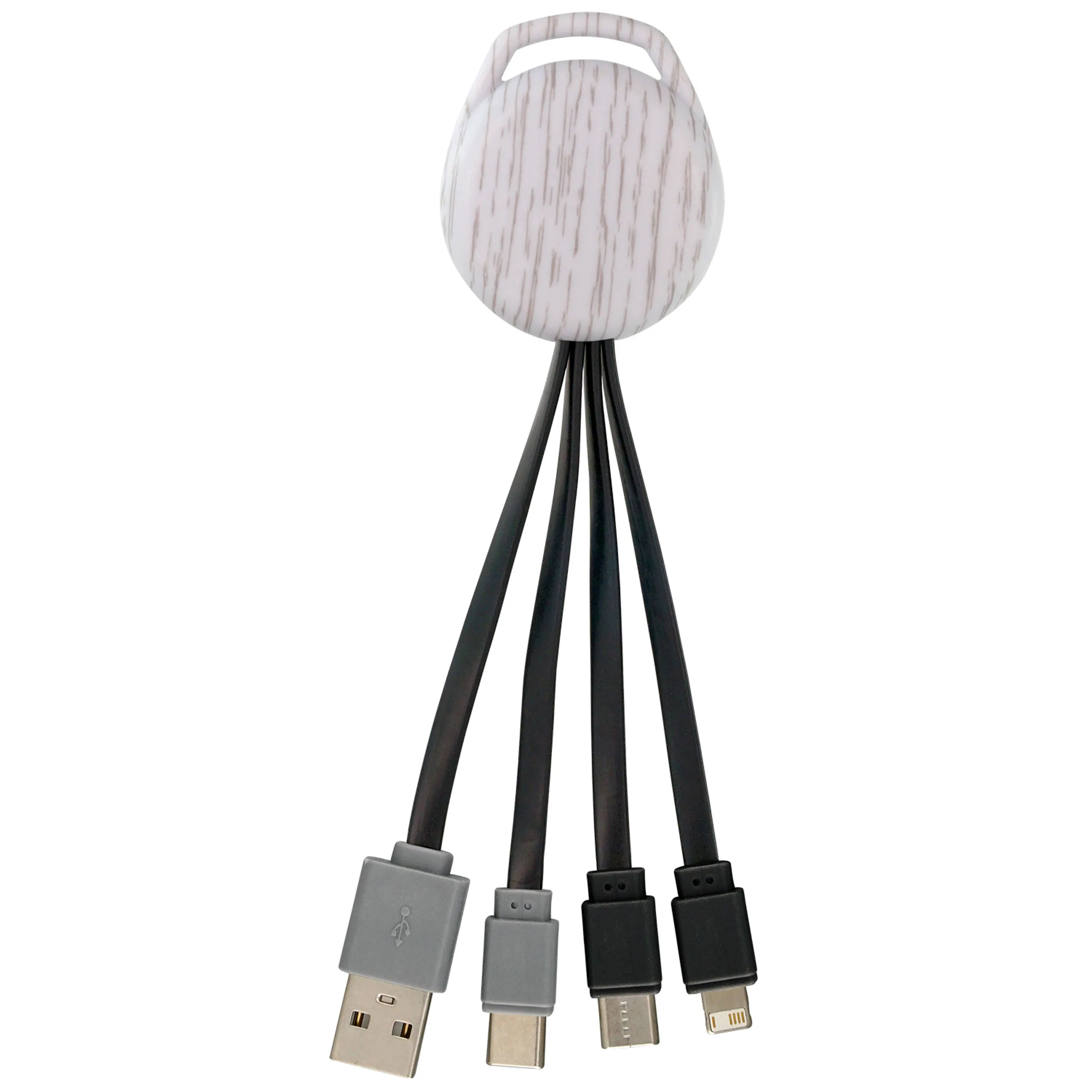White Wood Vivid Dual Input 3-in-1 Charging Cable 2