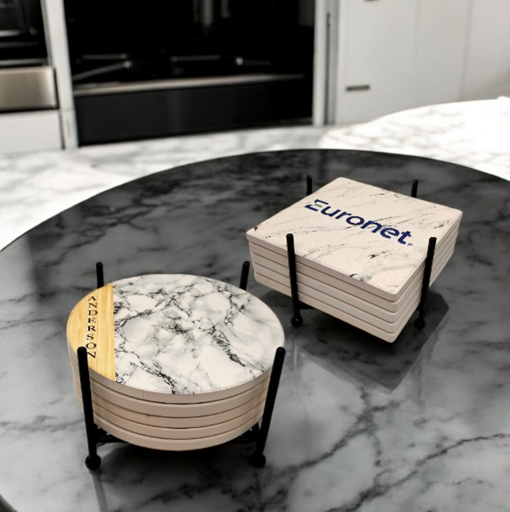 Four Post Metal 5 Coaster Holder Sets 3