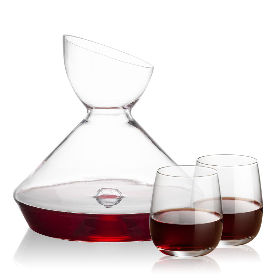 Woodbury Carafe & Crestview Stemless Wine 6