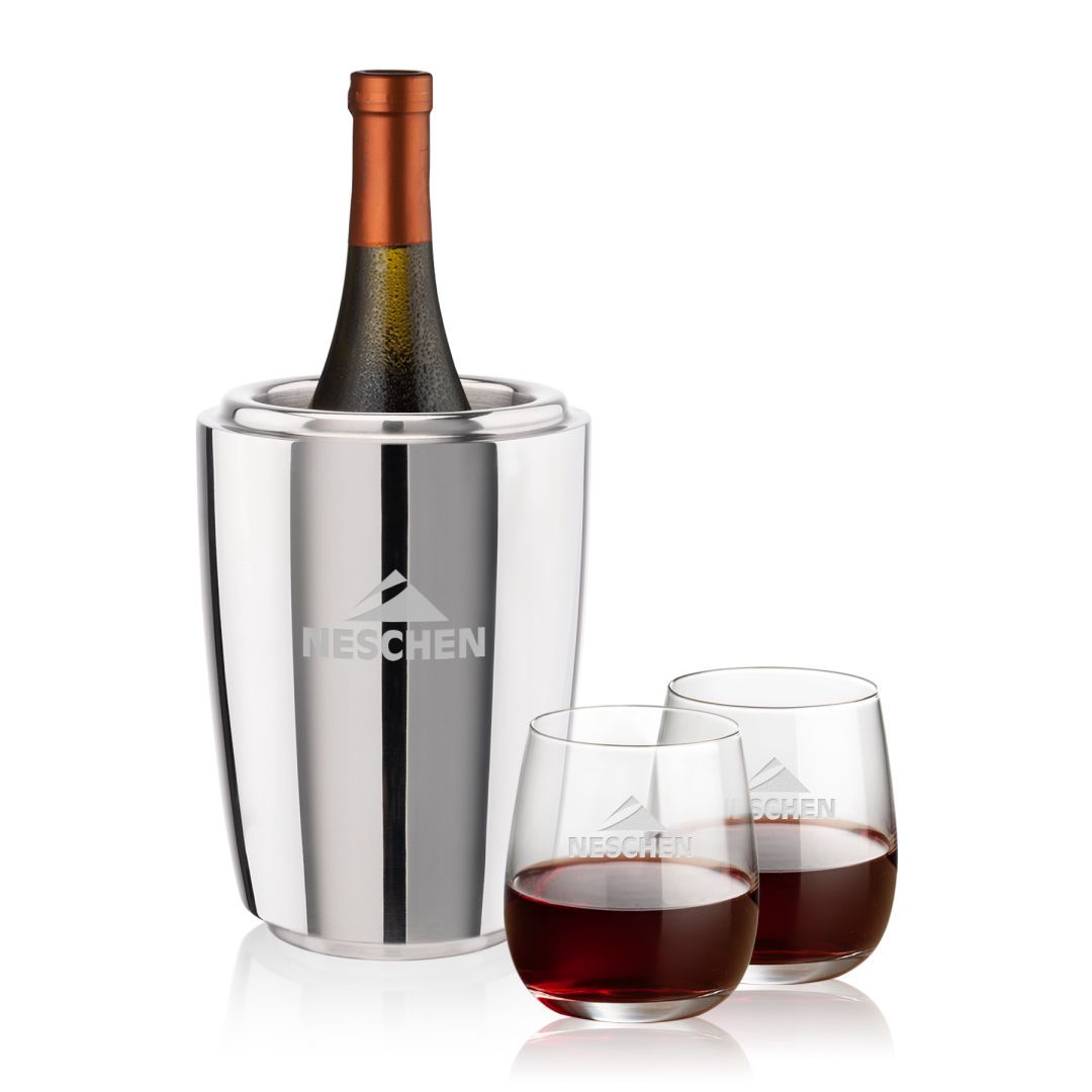 Pescara Wine Cooler & Crestview Stemless Wine Set