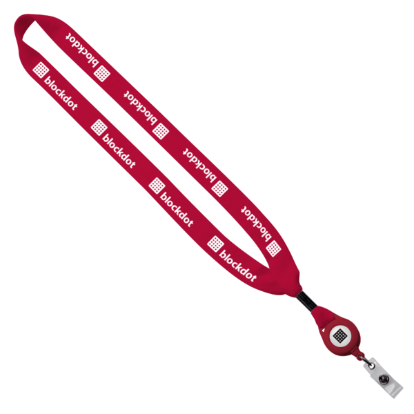 3/4" Cotton Lanyard with Metal Crimp & Retractable Badge Reel 206