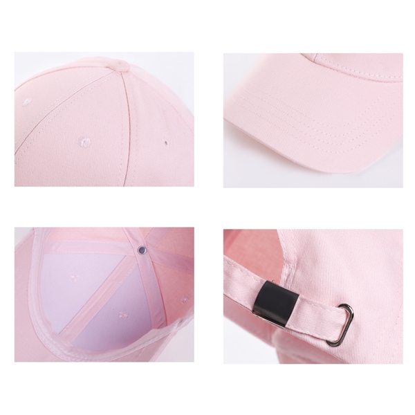Stock Solid Color Cotton 6 Panel Cap, Double Buckle Back 7