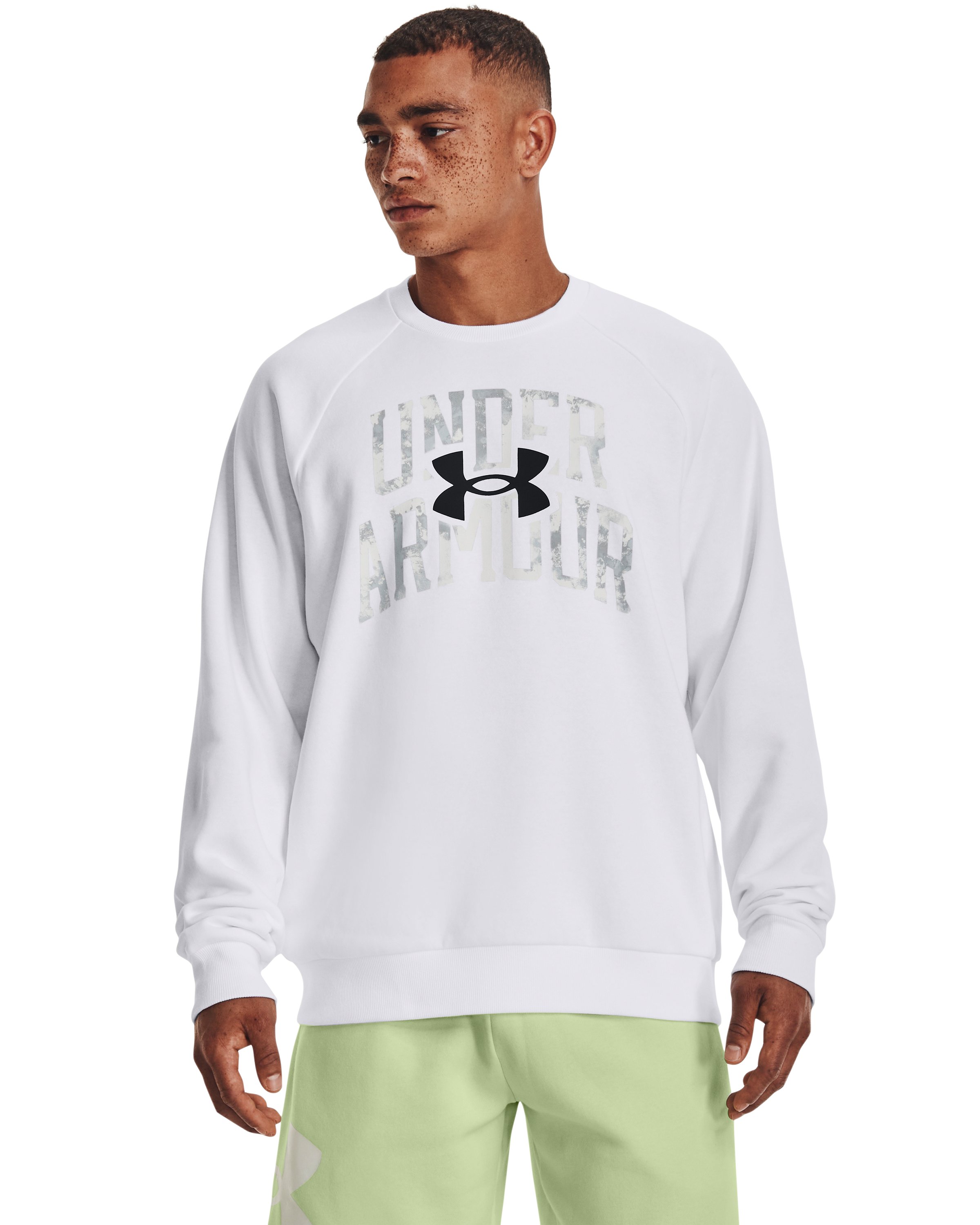 Men's UA Rival Fleece Wordmark Dye Crew, custom hoodie or sweatshirt with logo imprint 3