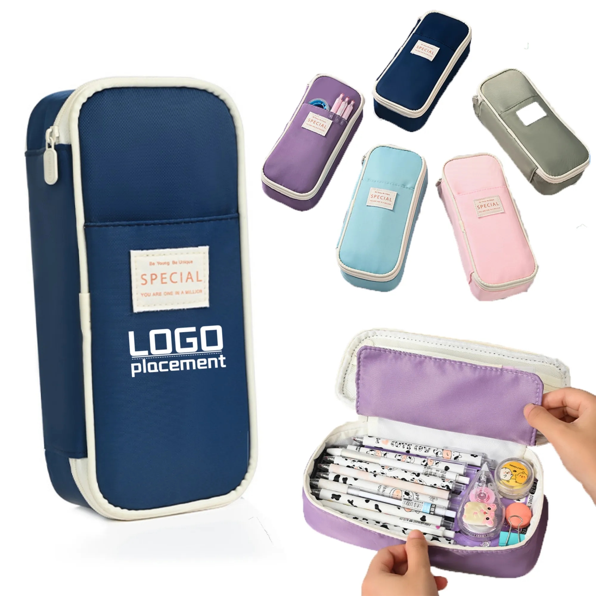 Customized solid color large capacity pencil case